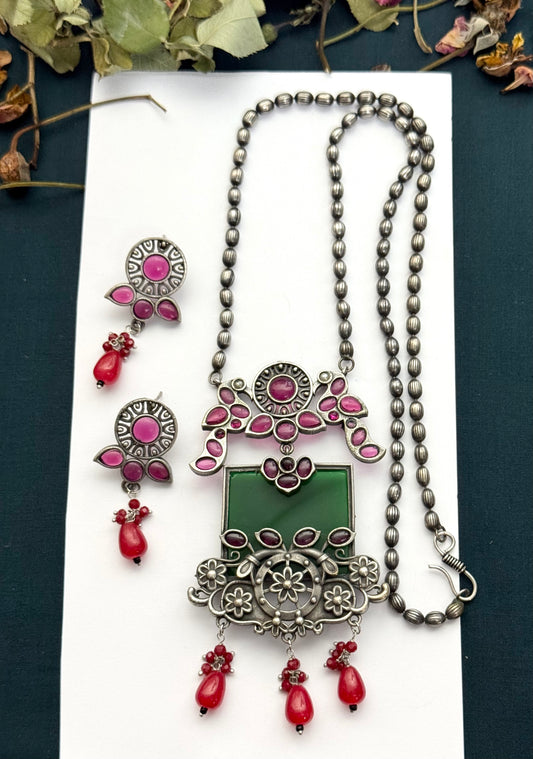 Premium Oxidised Khushi Brass made set