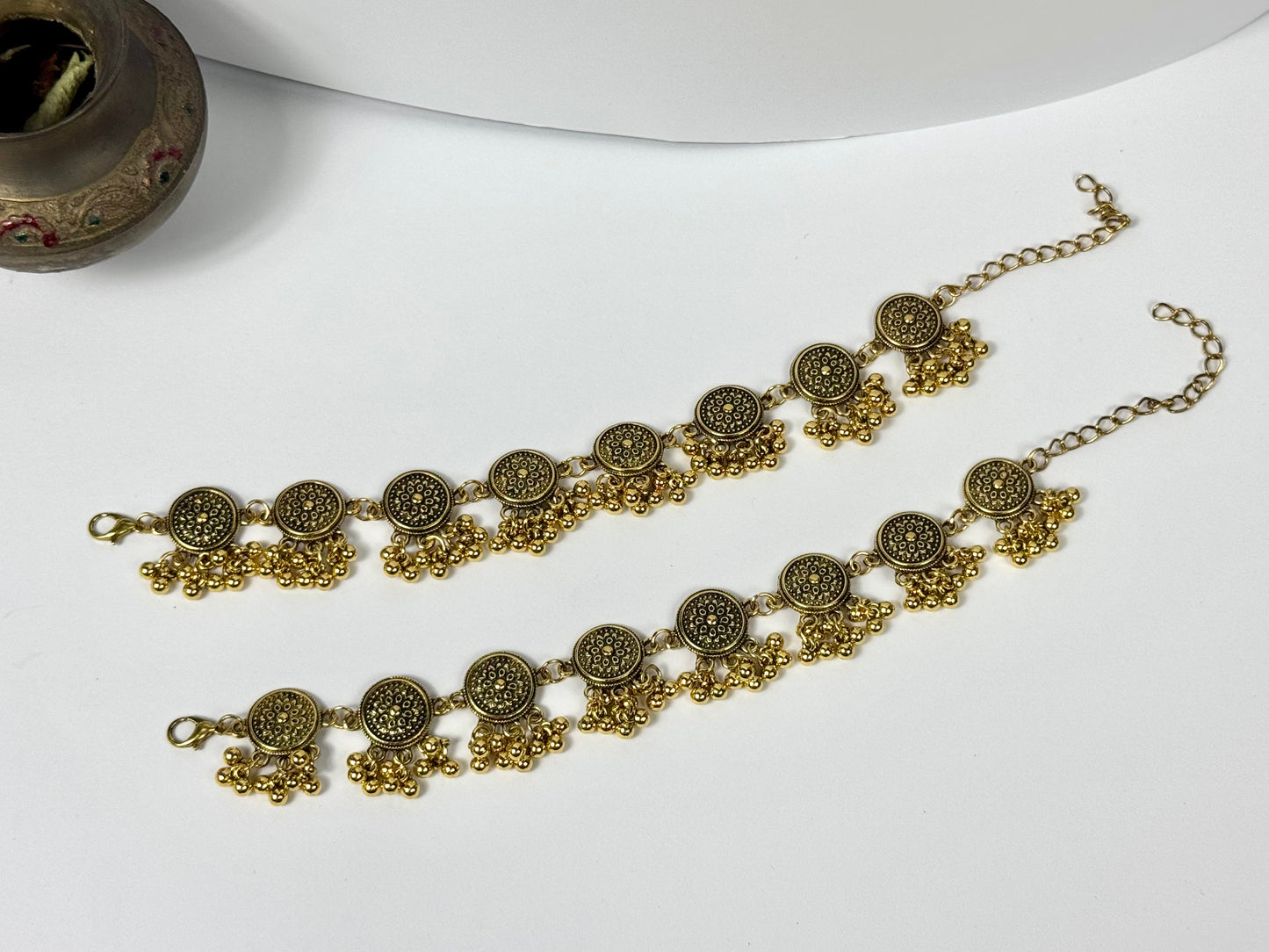 Oxidised German Silver Pazaib pair