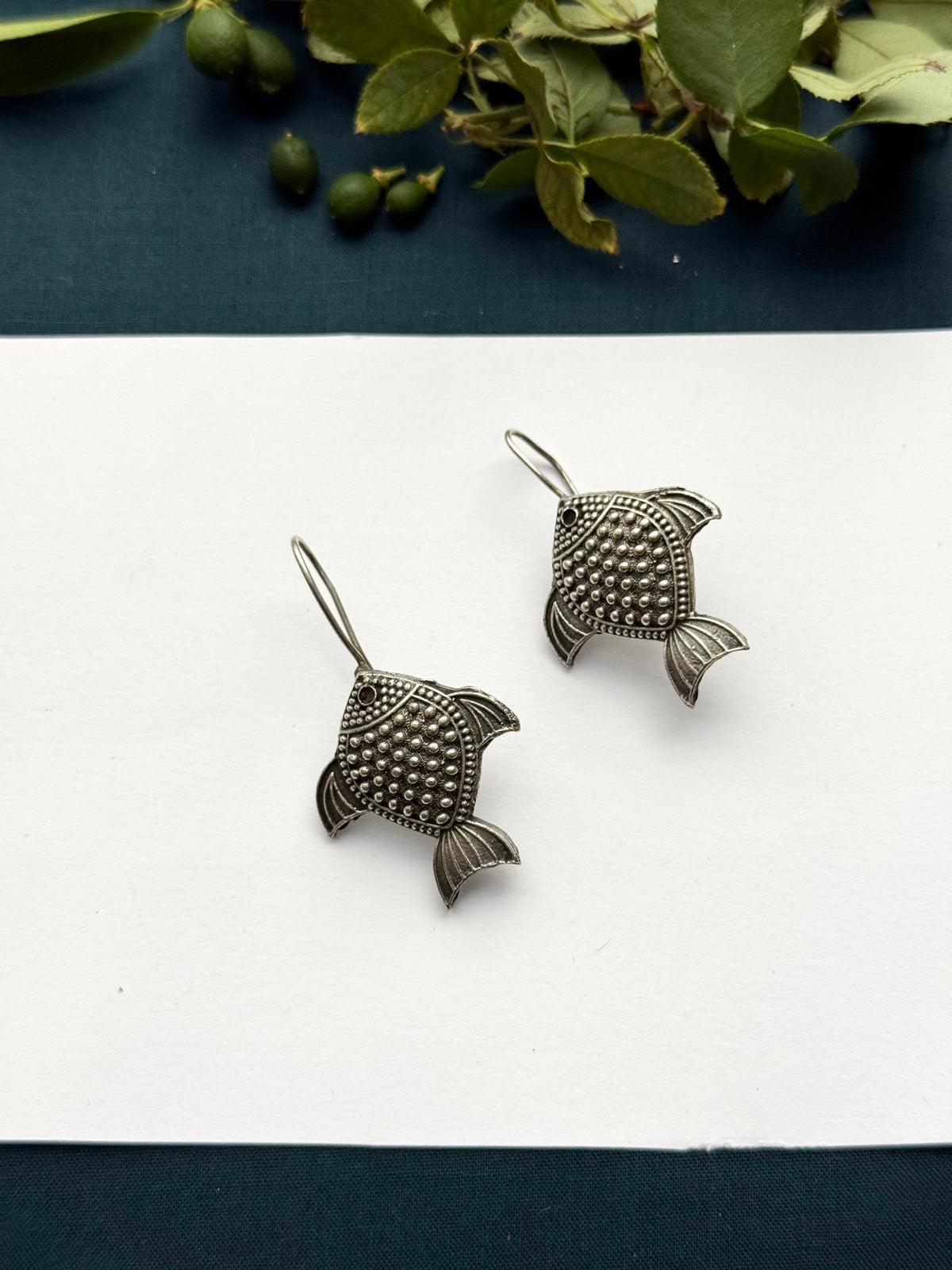 Premium oxidised Brass made fish Earrings