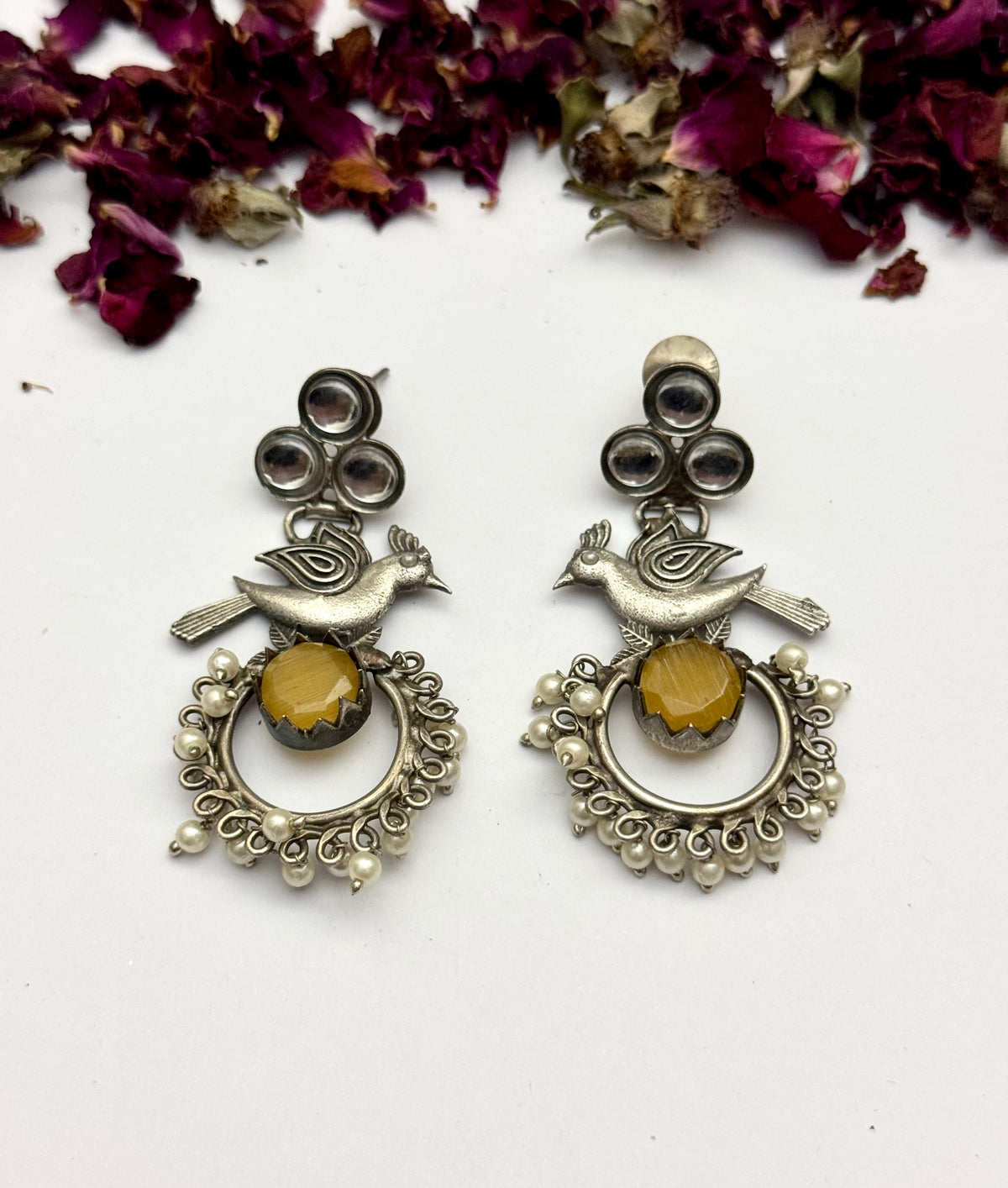 Premium oxidised Brass made Bird Earrings