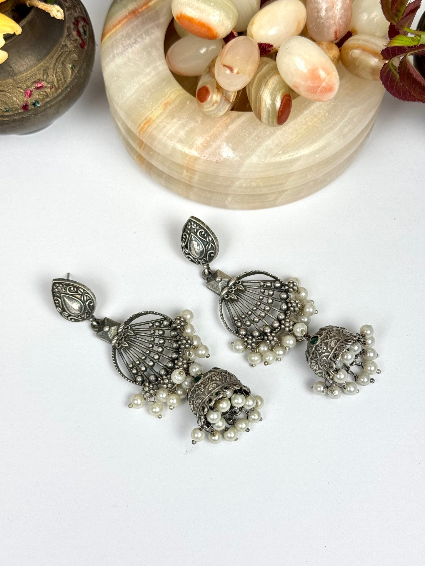 Brass made premium oxidised Jhumkas