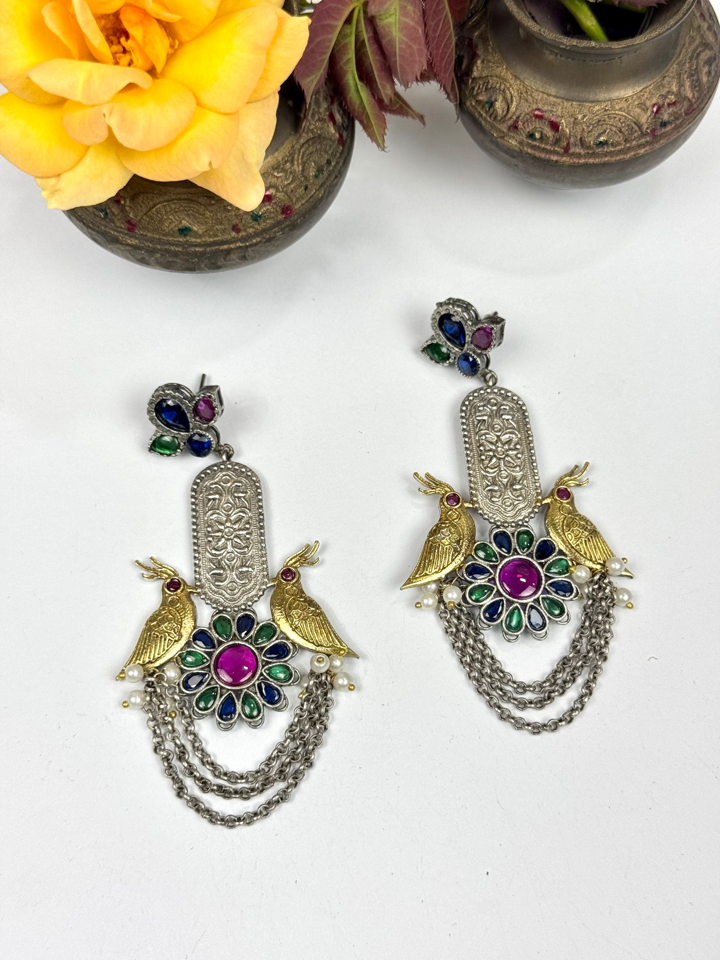 Premium oxidised Brass Made Designer Earrings