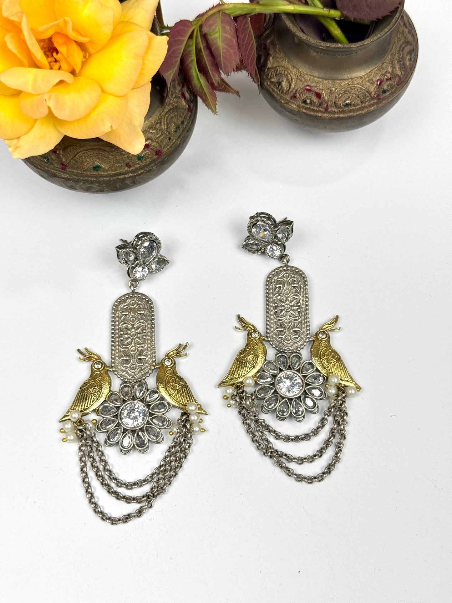 Premium oxidised Brass Made Designer Earrings