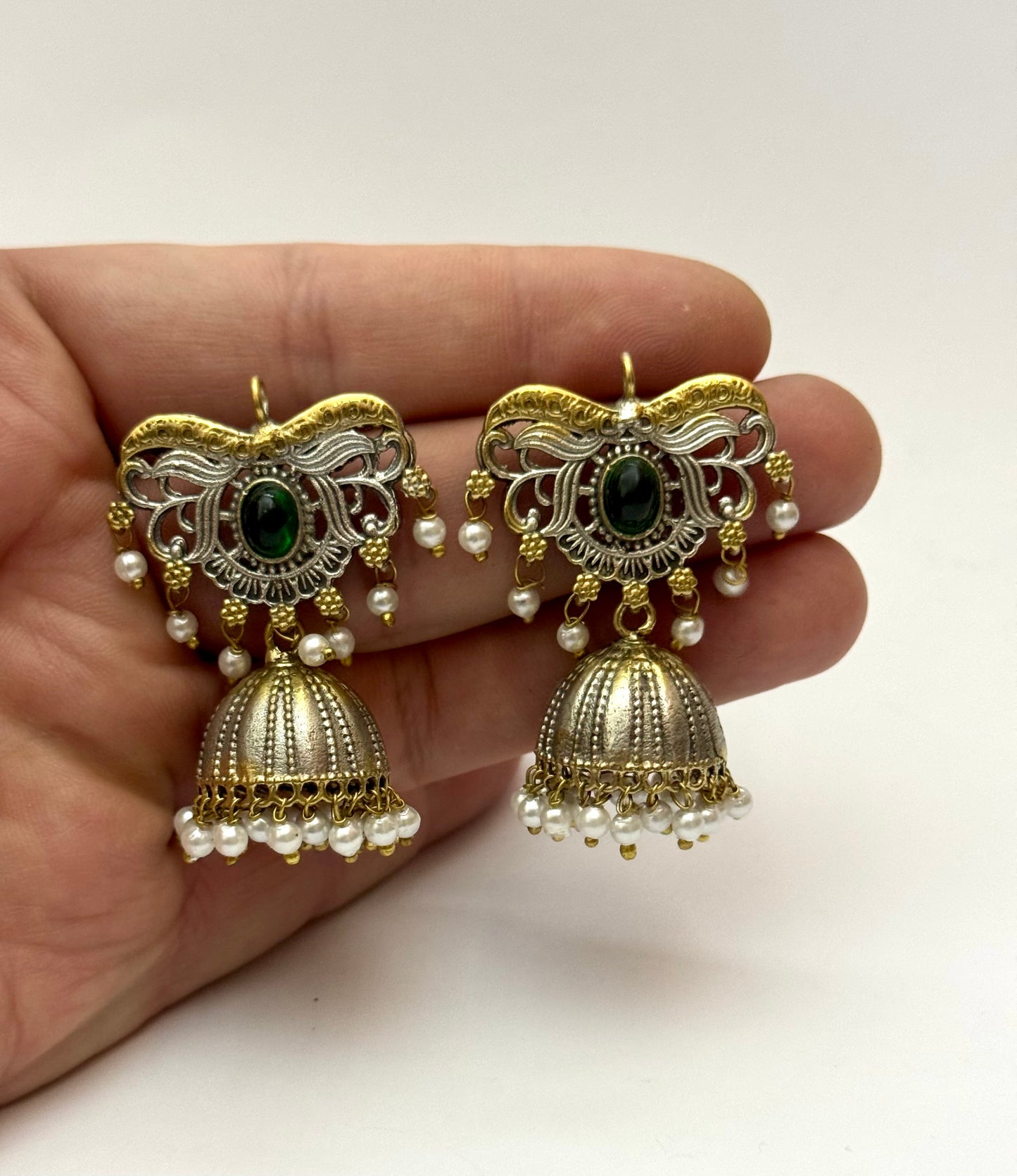 Premium Dual tone Oxidised Brass Made jhumka
