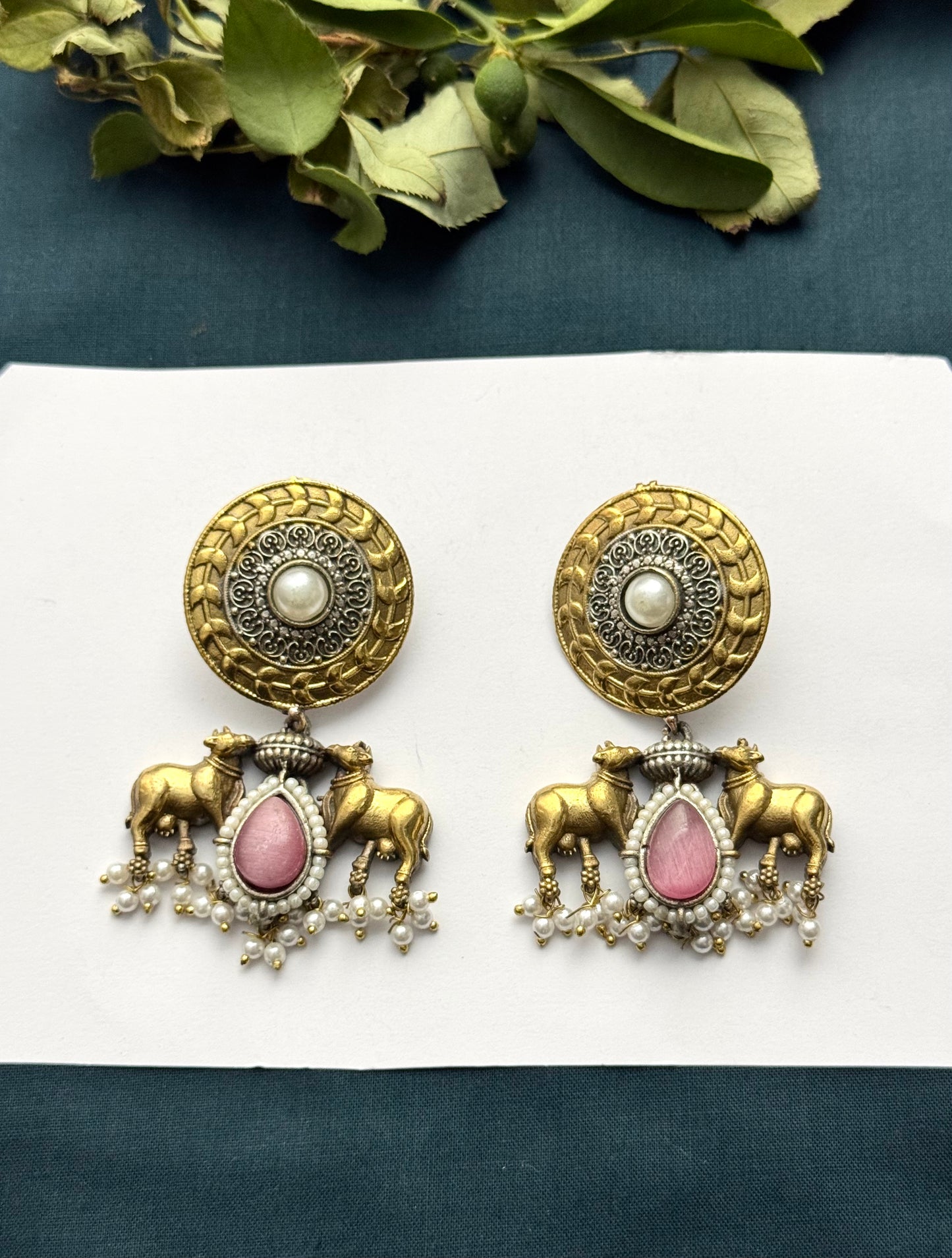 Premium Brass made Dual tone oxidised Earrings
