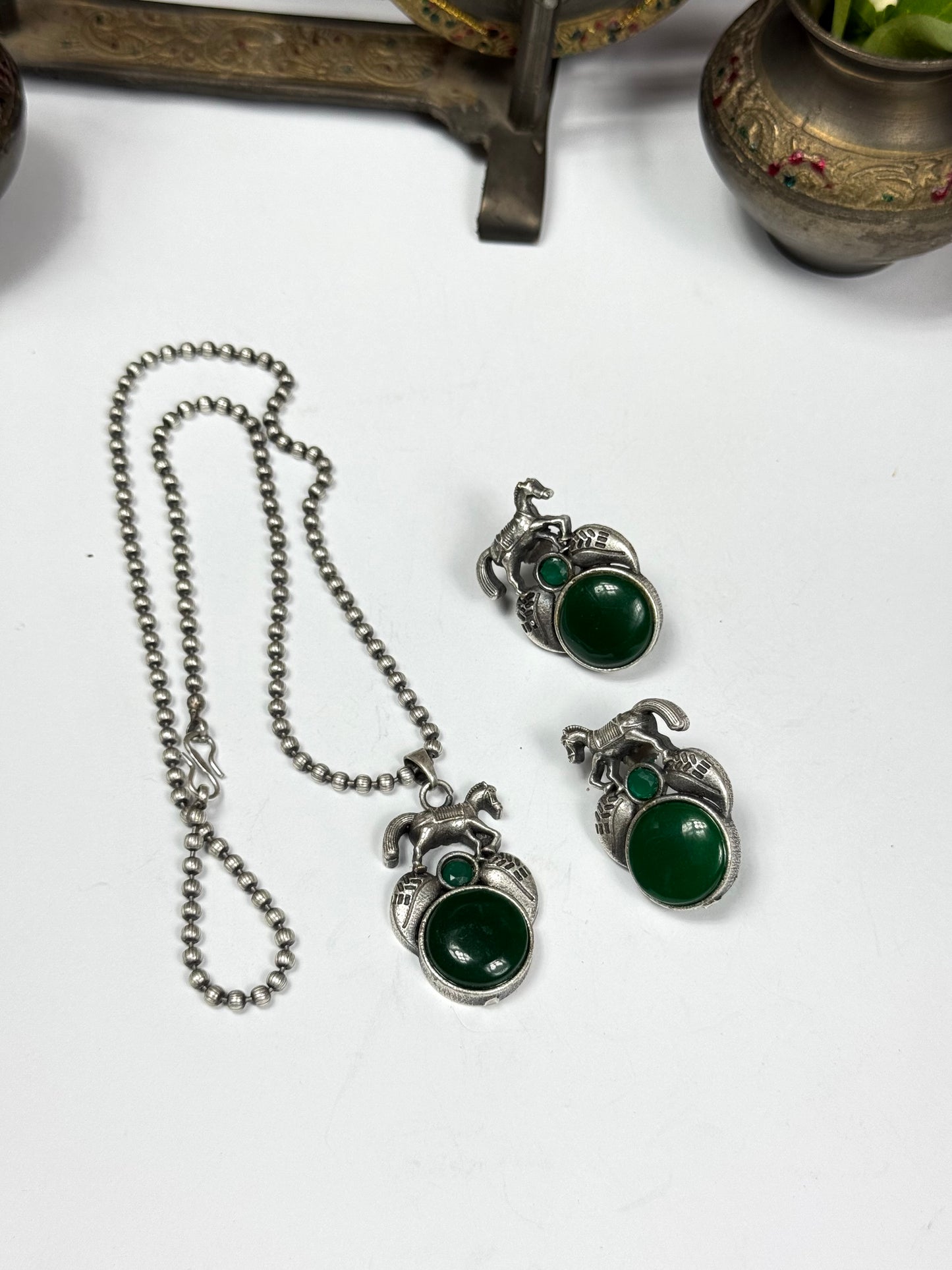 Premium Oxidised Mughal Pendnat set brass made