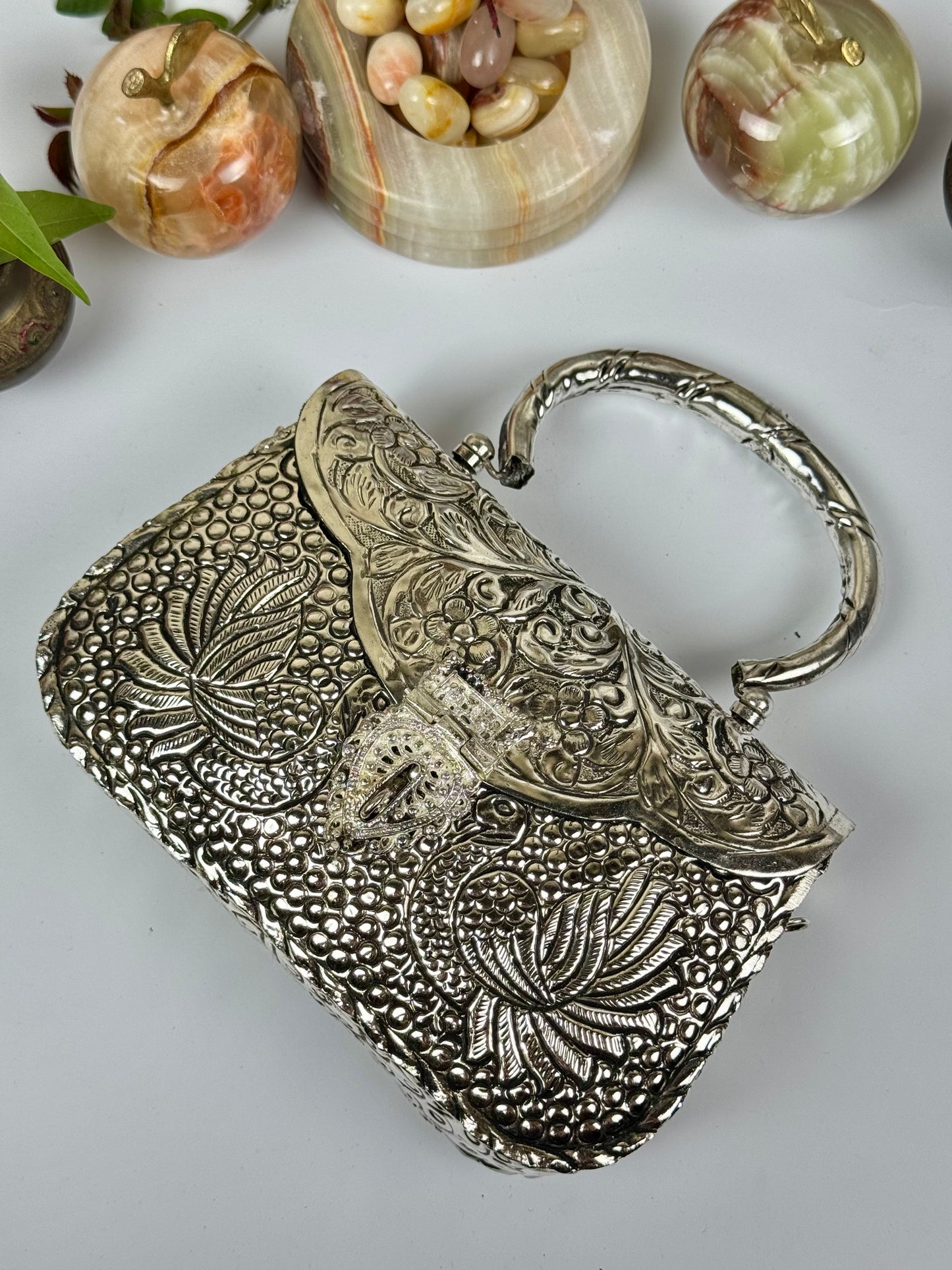 Handmade oxidised Silver Clutch