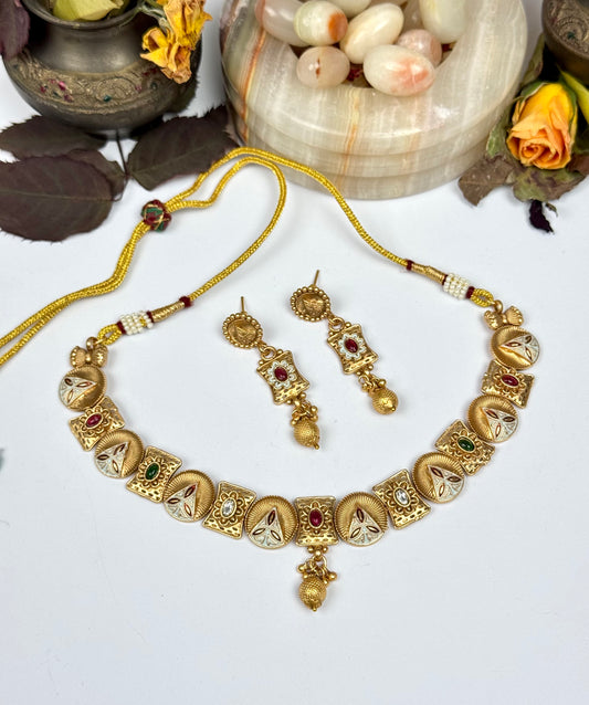 Rajwadi Brass Made Necklace set