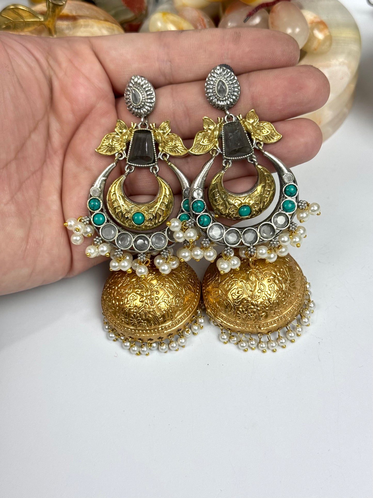 Premium Brass made oxidised Jhumkas