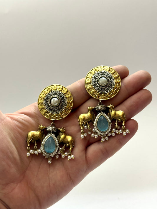 Premium Brass made Dual tone oxidised Earrings