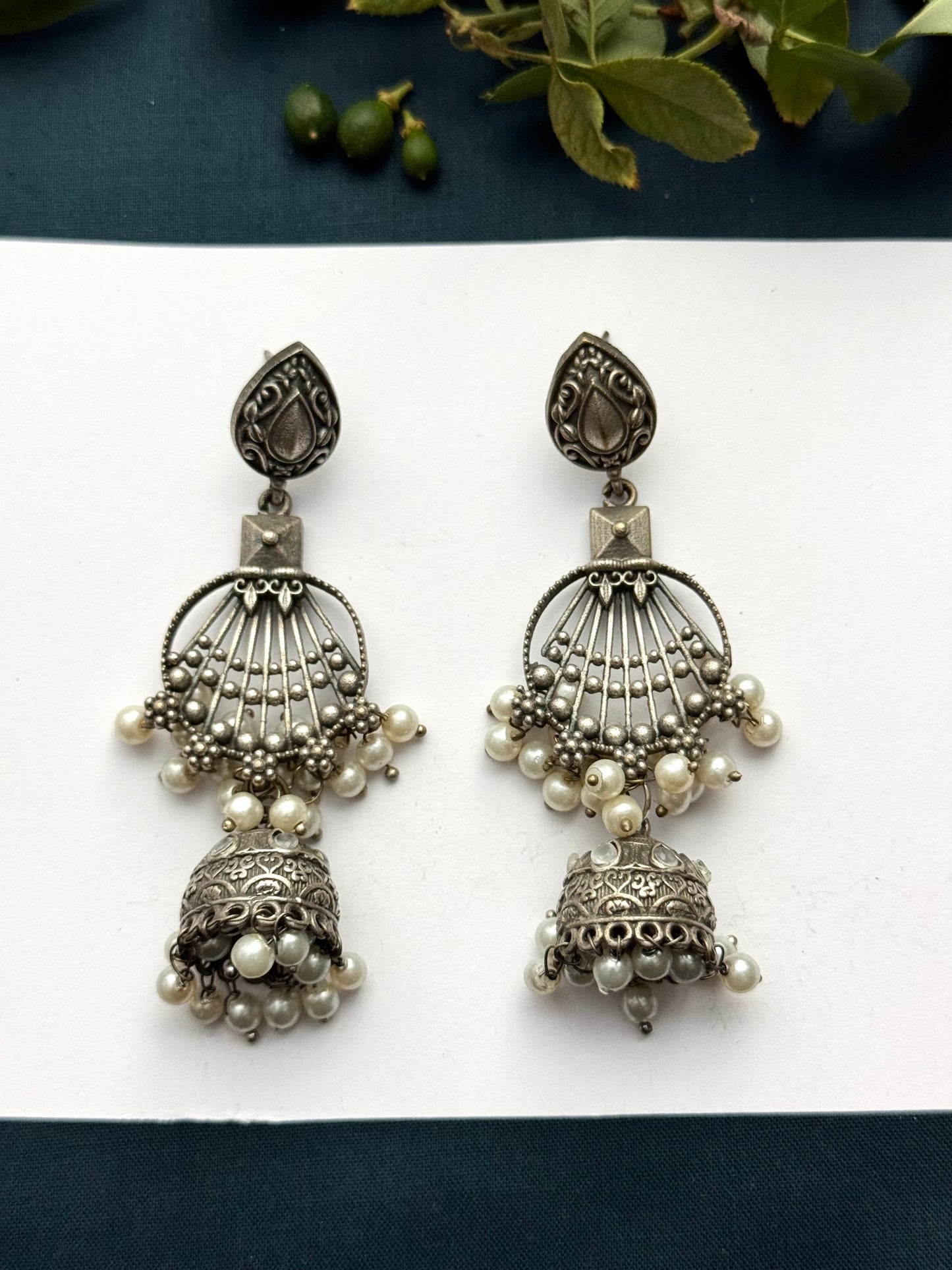 Brass made premium oxidised Jhumkas