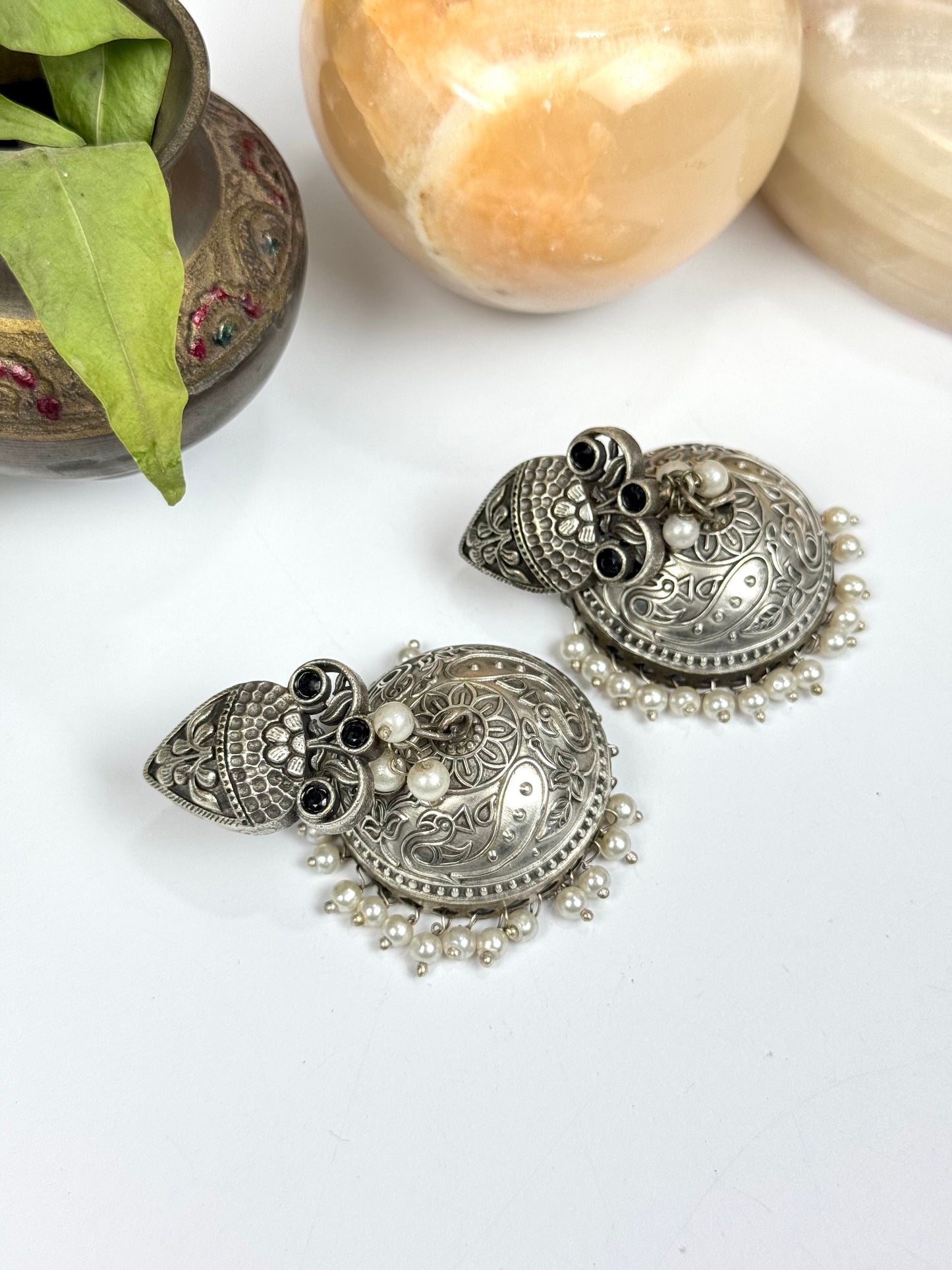 Premium Brass Made oxidised Jhumka