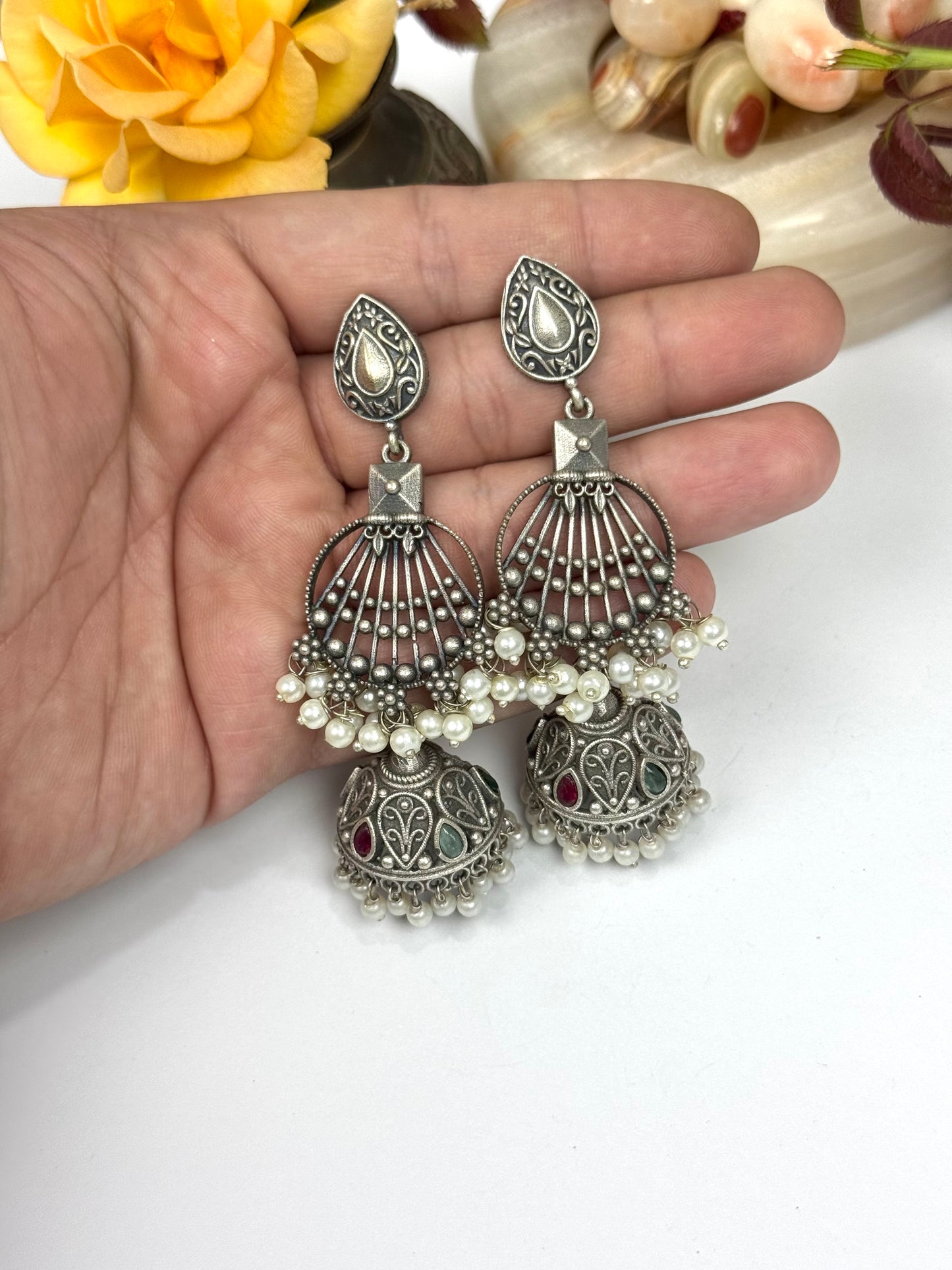 Brass made premium Oxidised Earrings