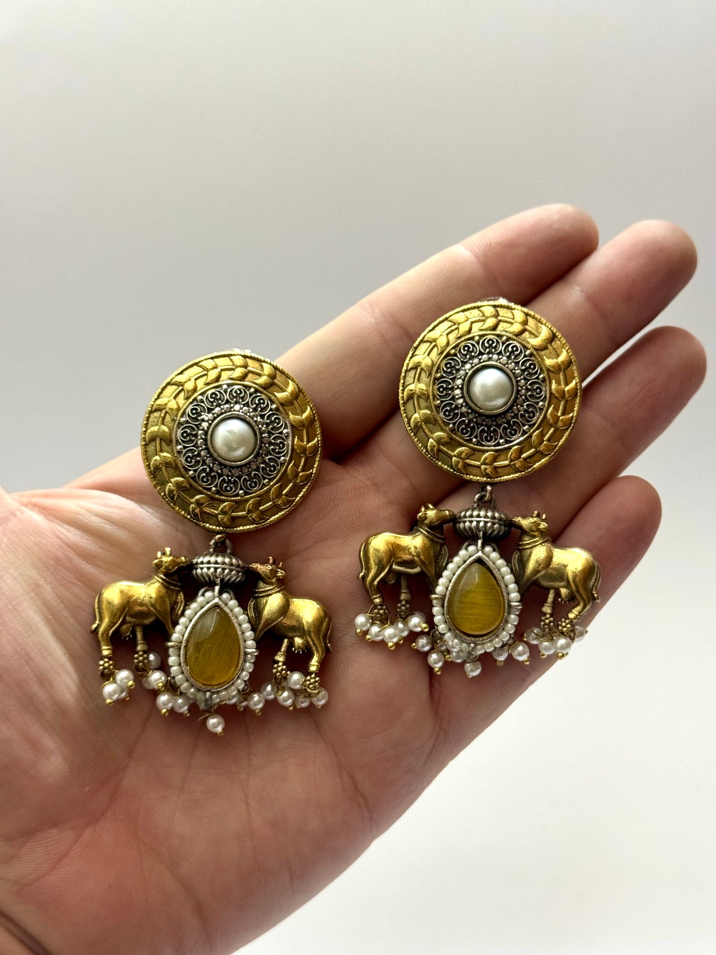 Premium Brass made Dual tone oxidised Earrings