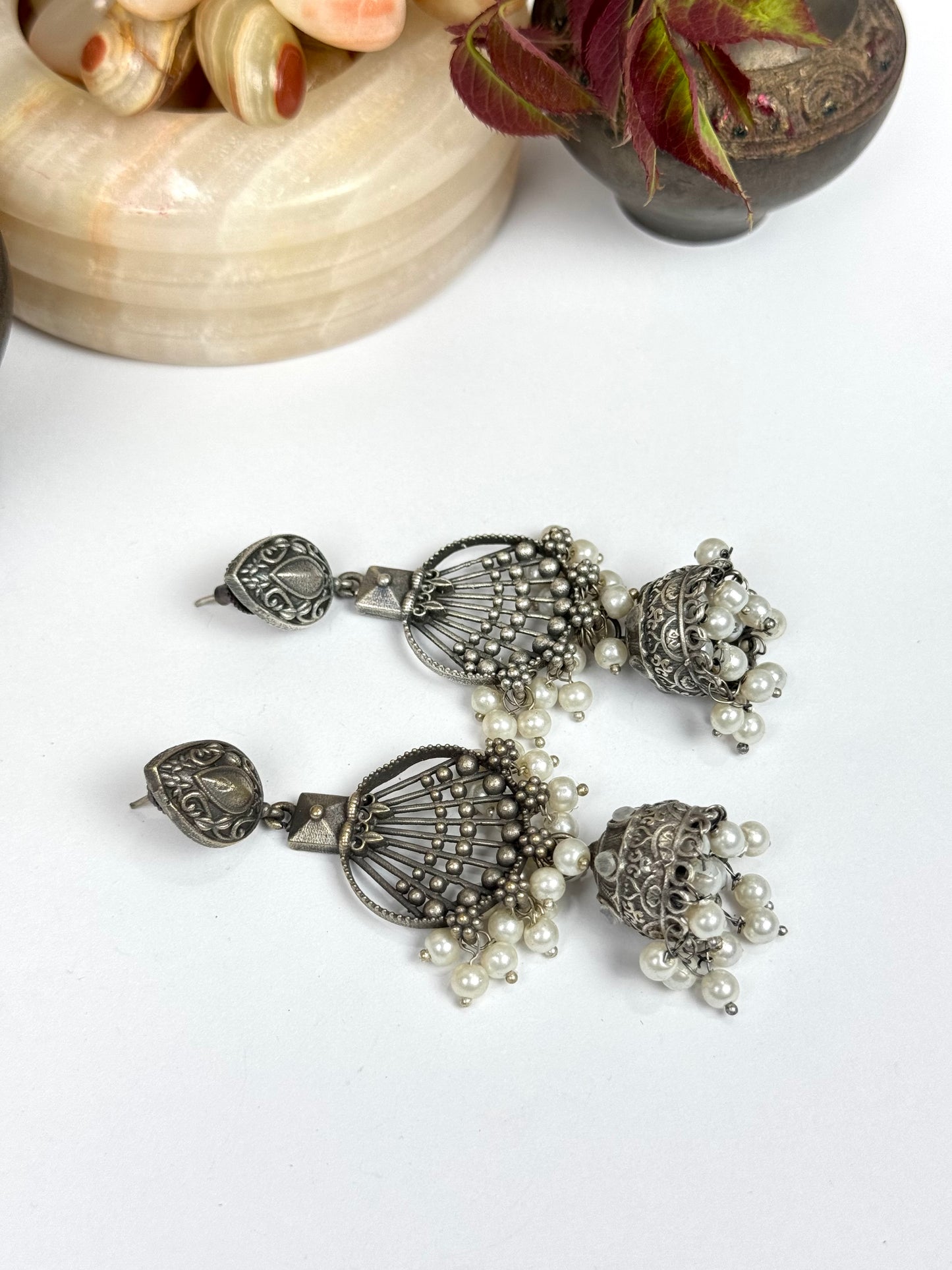 Brass made premium oxidised Jhumkas
