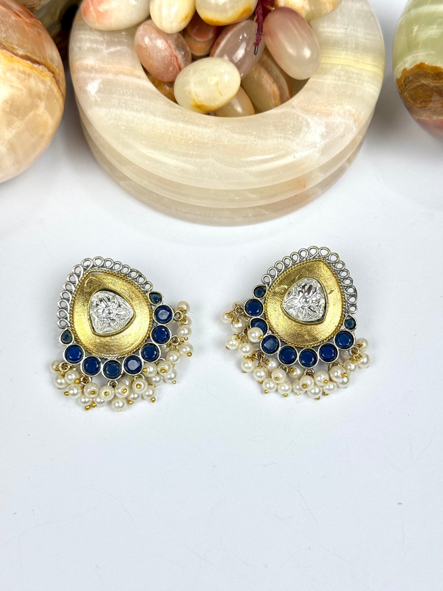 Premium Brass Made Oxidised Dual tone Studs