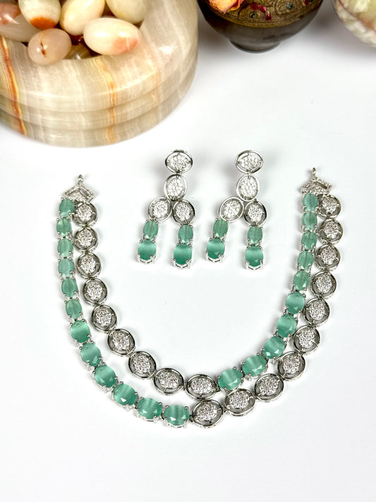 American Diamond 1karat long Necklace set