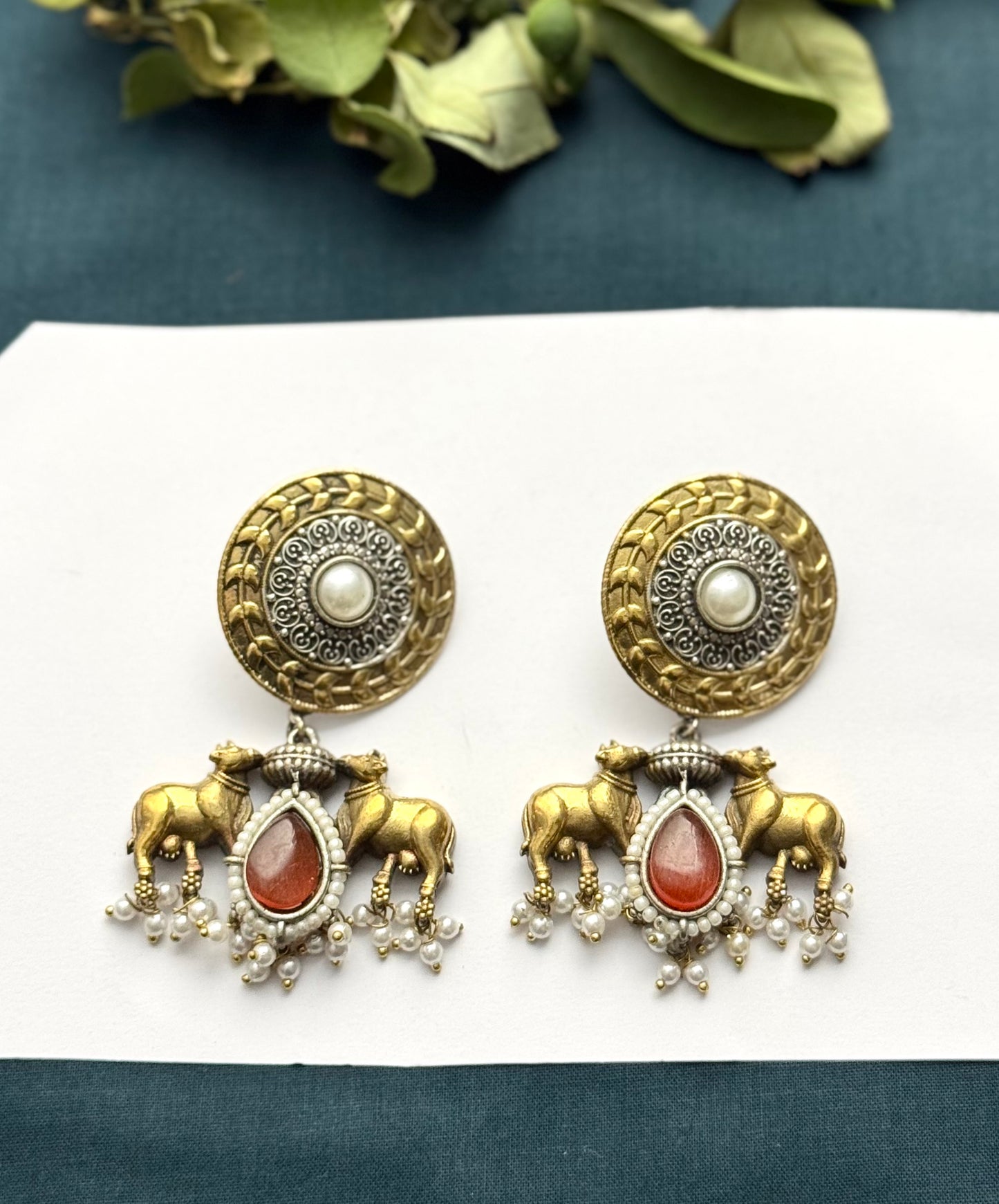 Premium Brass made Dual tone oxidised Earrings