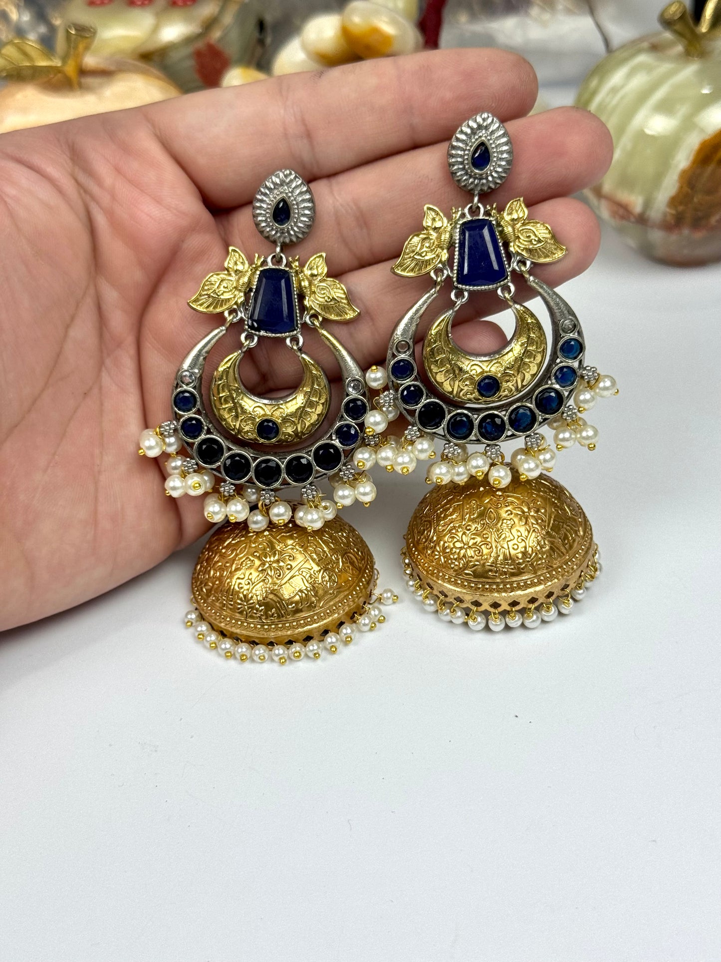 Premium Brass made oxidised Jhumkas
