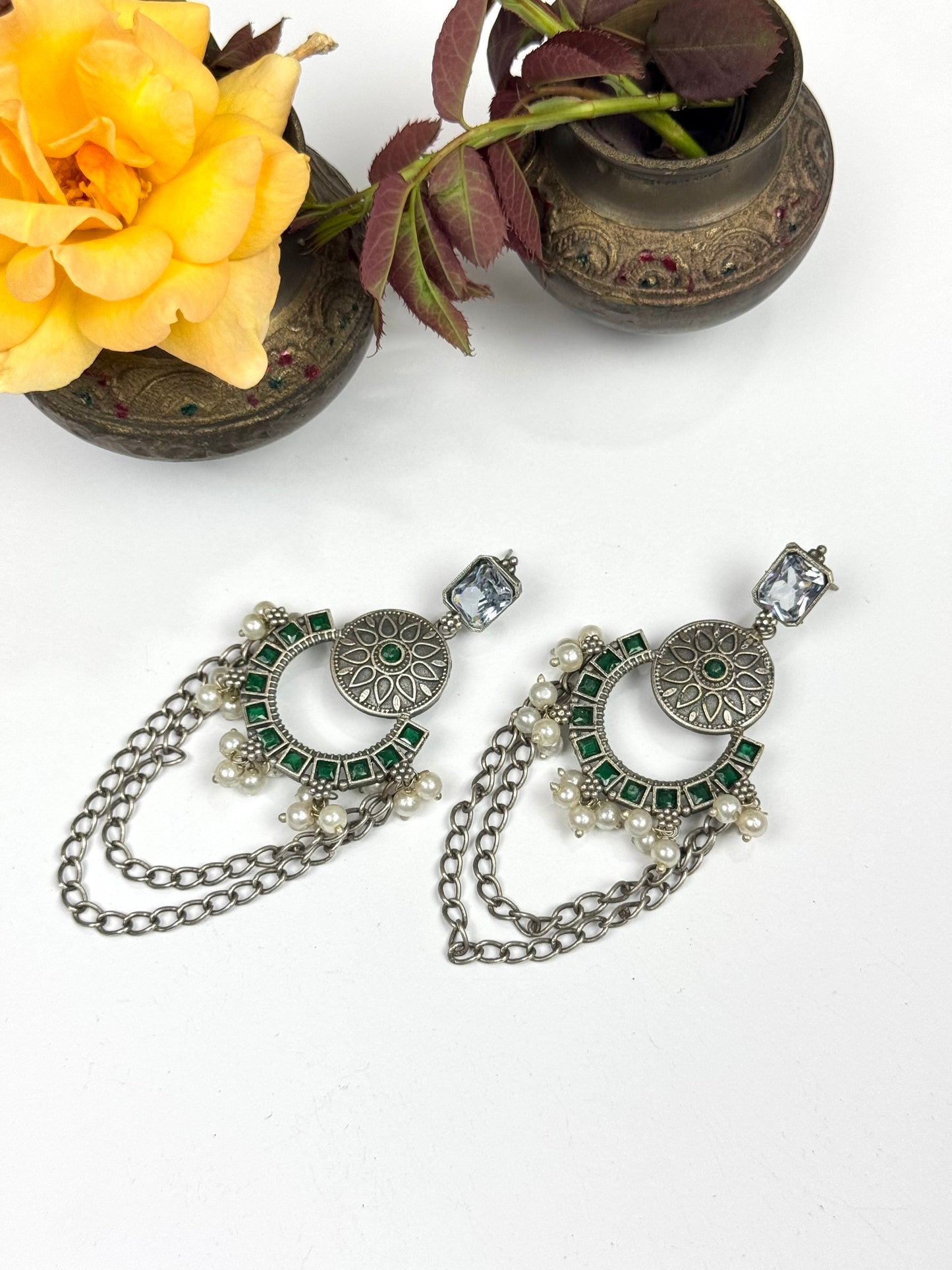 Premium Oxidised Brass Made Earrings