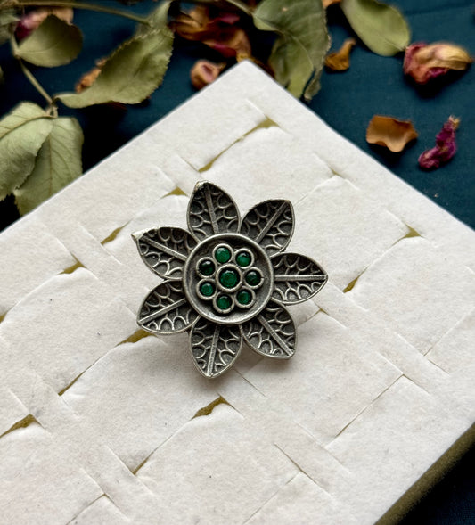 Premium Brass made Oxidised Adjustable Ring