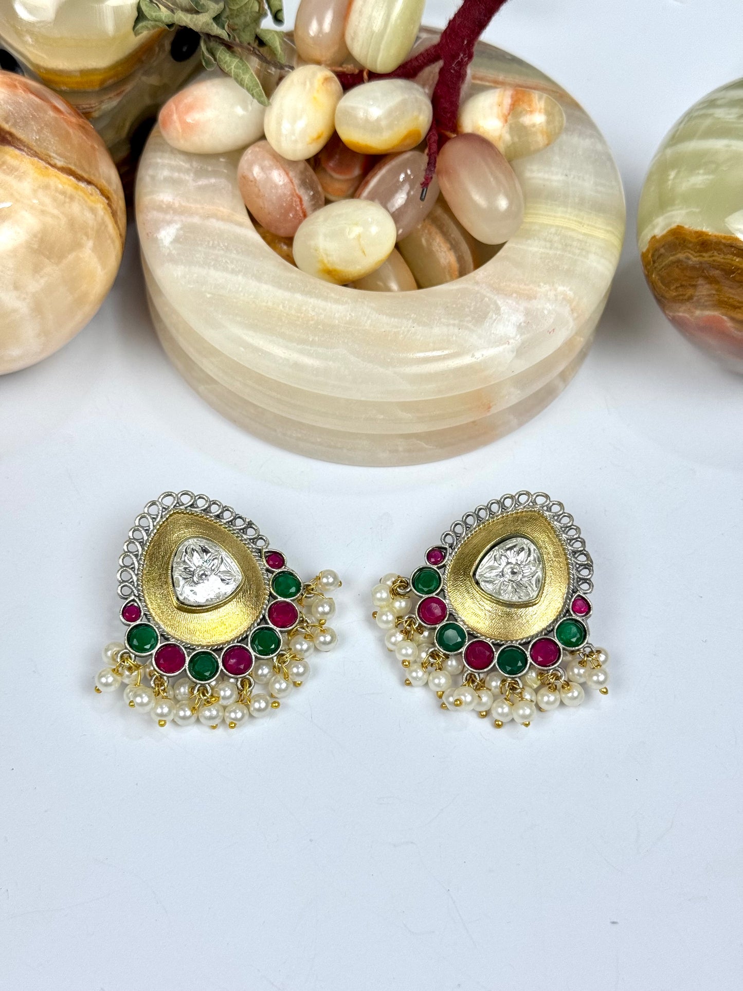 Premium Brass Made Oxidised Dual tone Studs