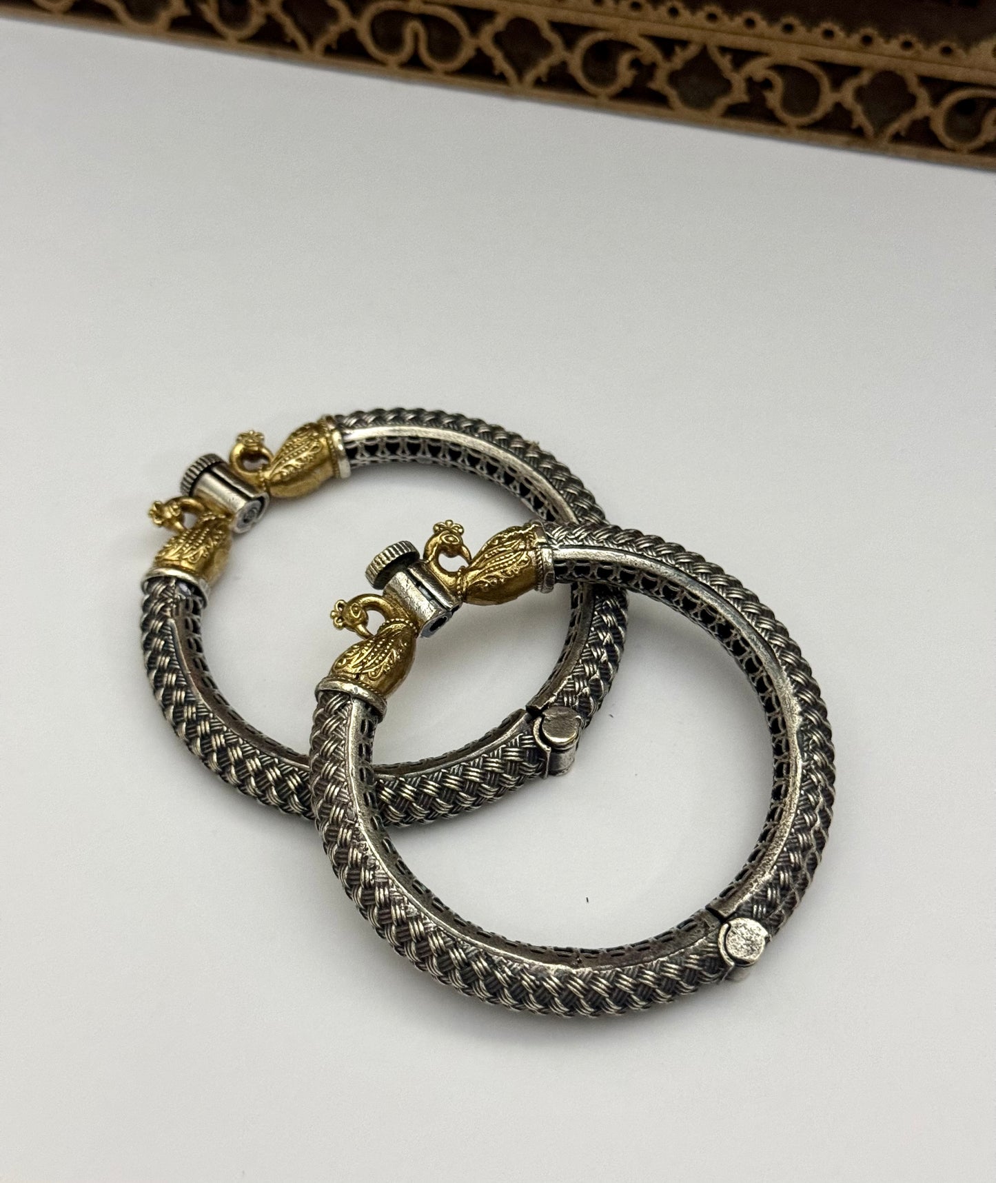 Premium brass made oxidised openable Bangles pair ( size standard 2.6)