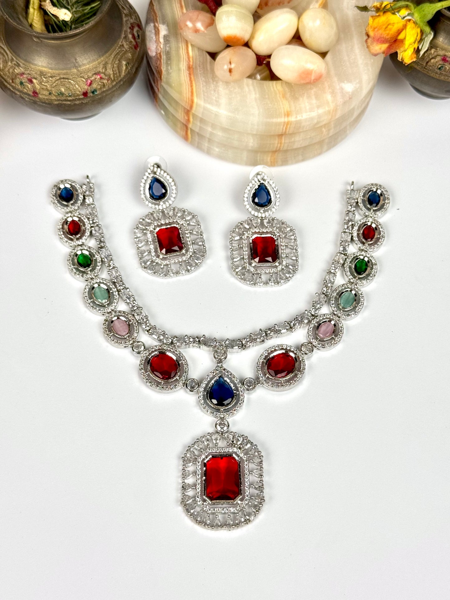 American Diamond 1 karat Necklace set