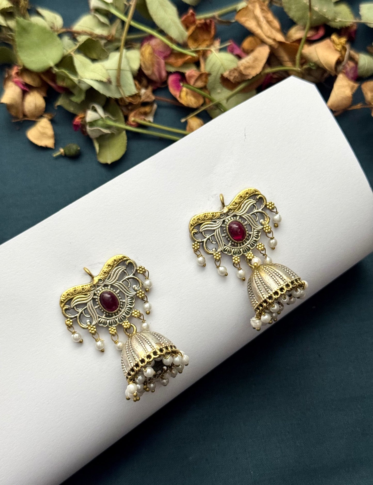 Premium Dual tone Oxidised Brass Made jhumka