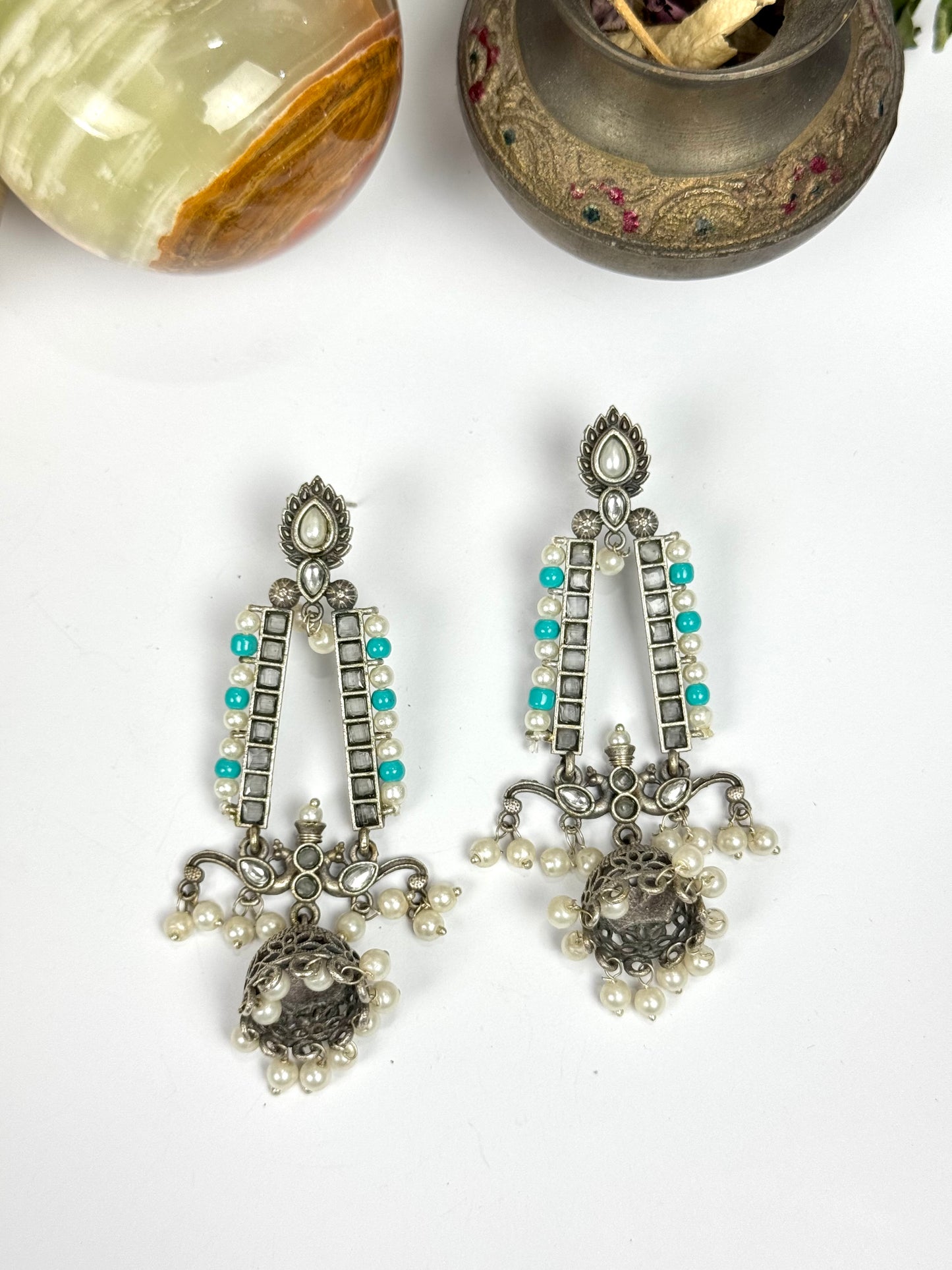 Premium Brass Made Oxidised Jhumka