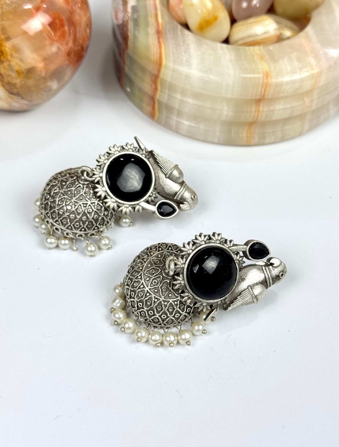 Brass made Premium Oxidised Jhumkas