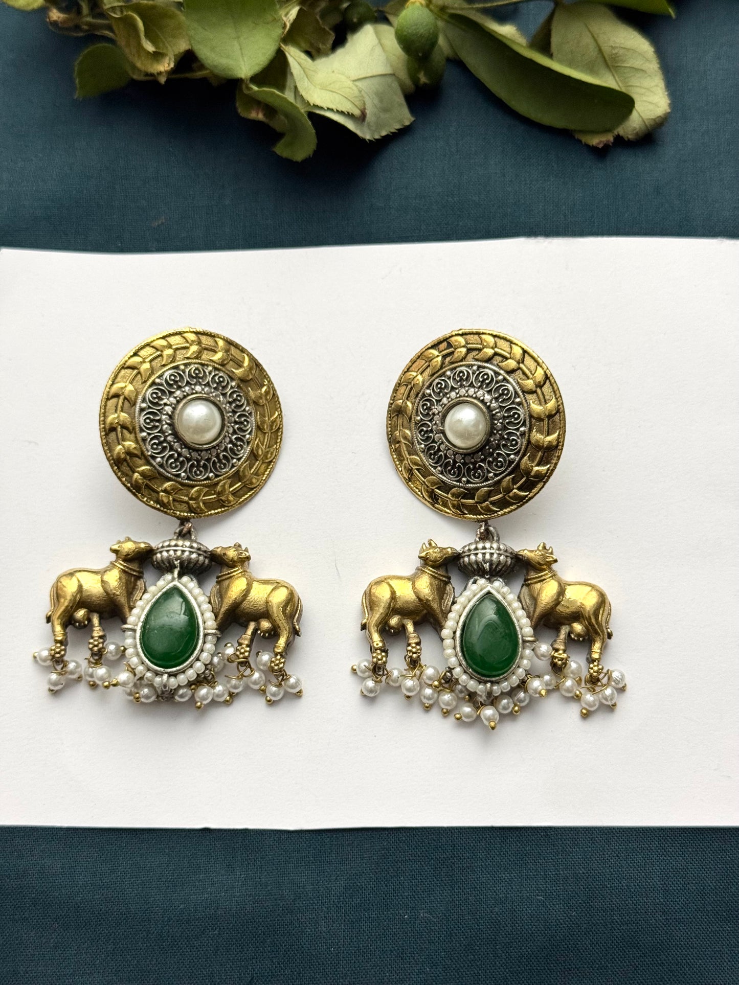 Premium Brass made Dual tone oxidised Earrings