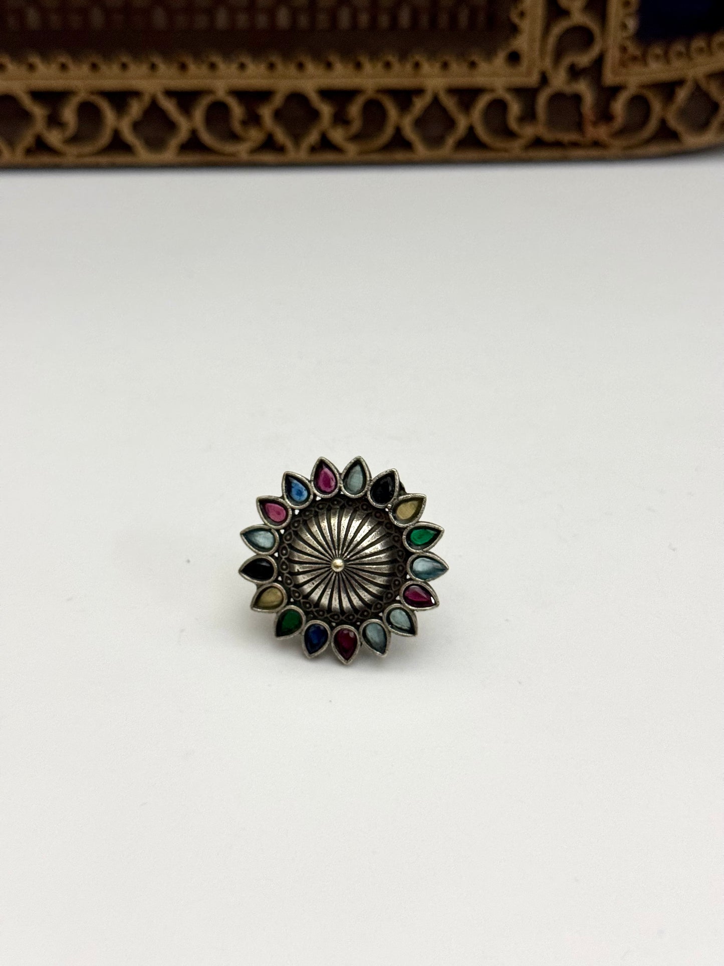 Premium Brass made oxidised Adjustable Ring