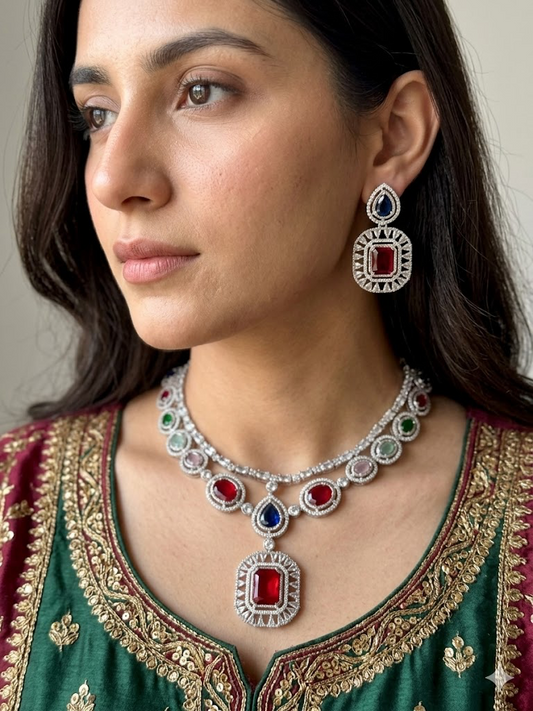 American Diamond 1 karat Necklace set