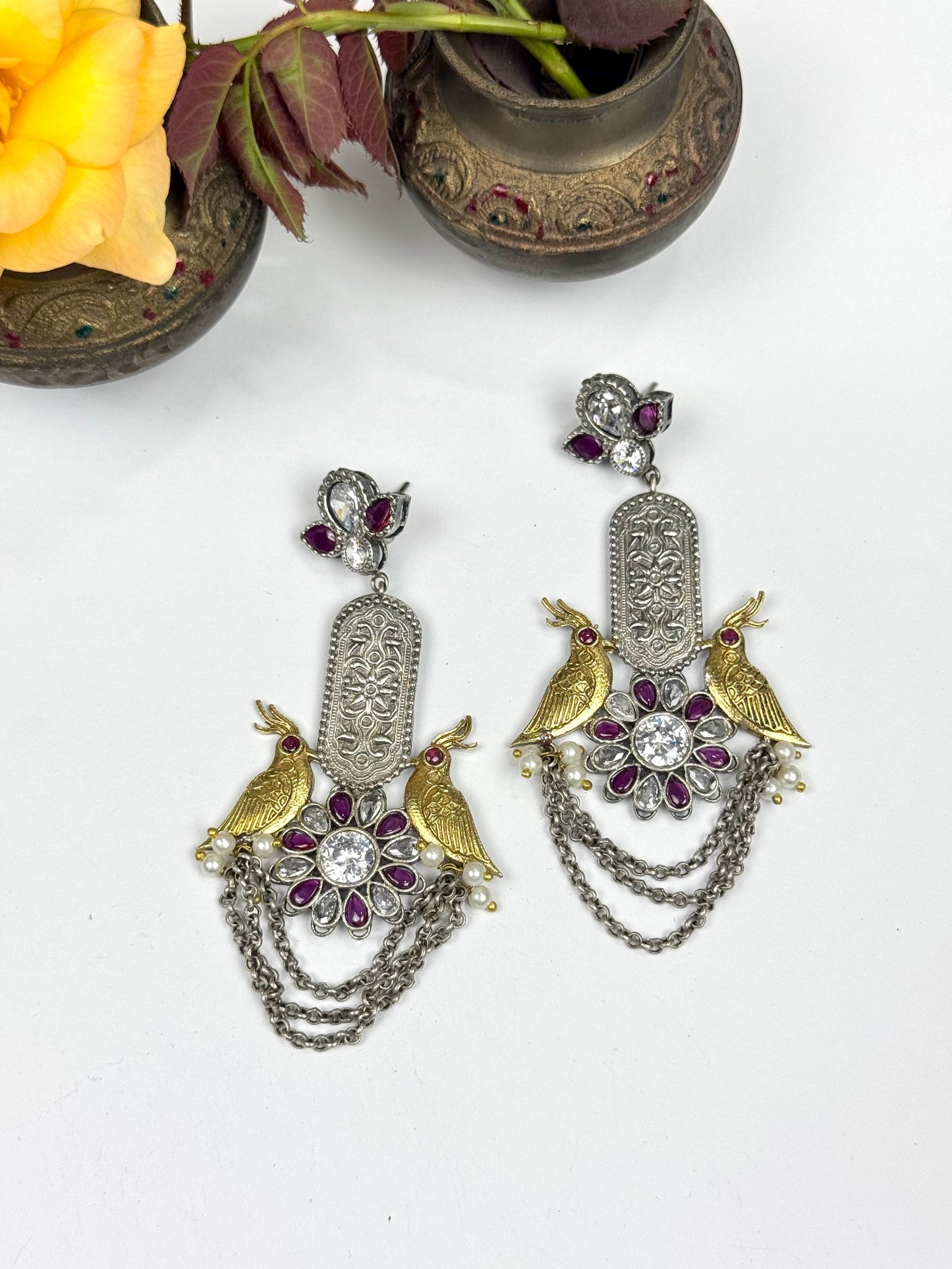 Premium oxidised Brass Made Designer Earrings