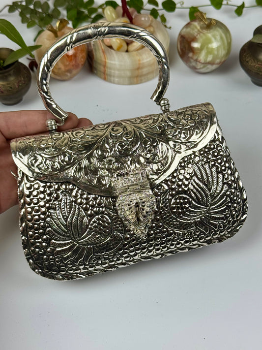 Handmade oxidised Silver Clutch