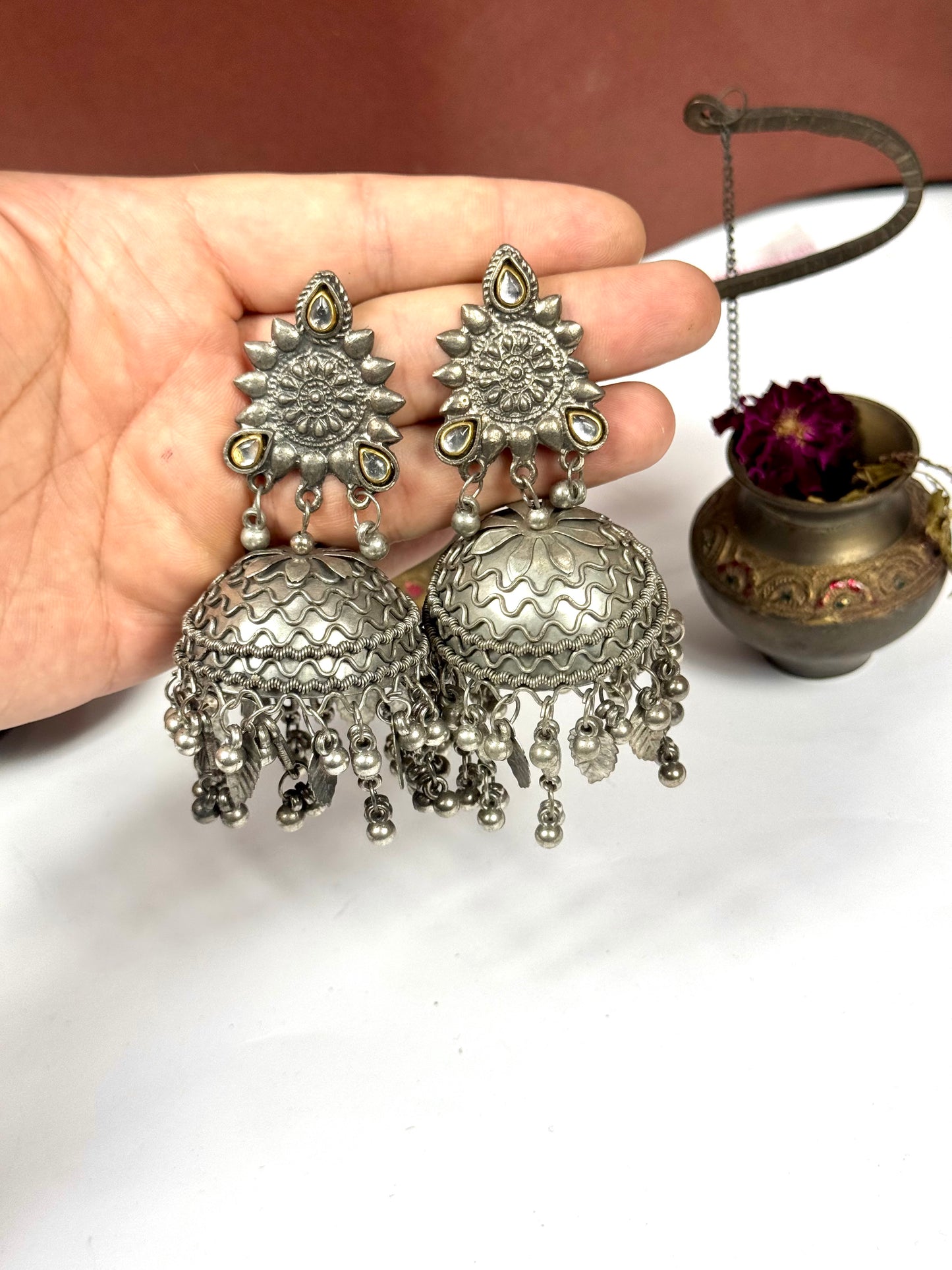 Oxidised Hala jhumka
