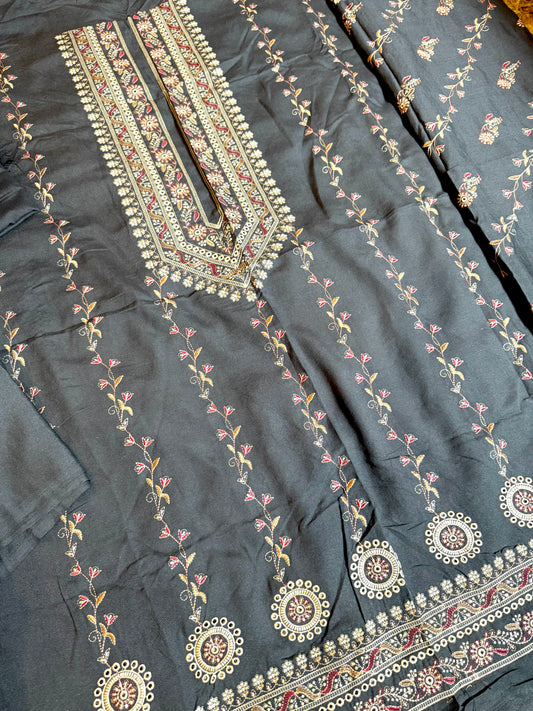 Libas-e-Shireen orignal karandi 3pcs Embroidered suit