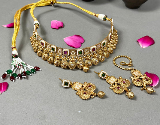 Rajwadi Brass Choker set