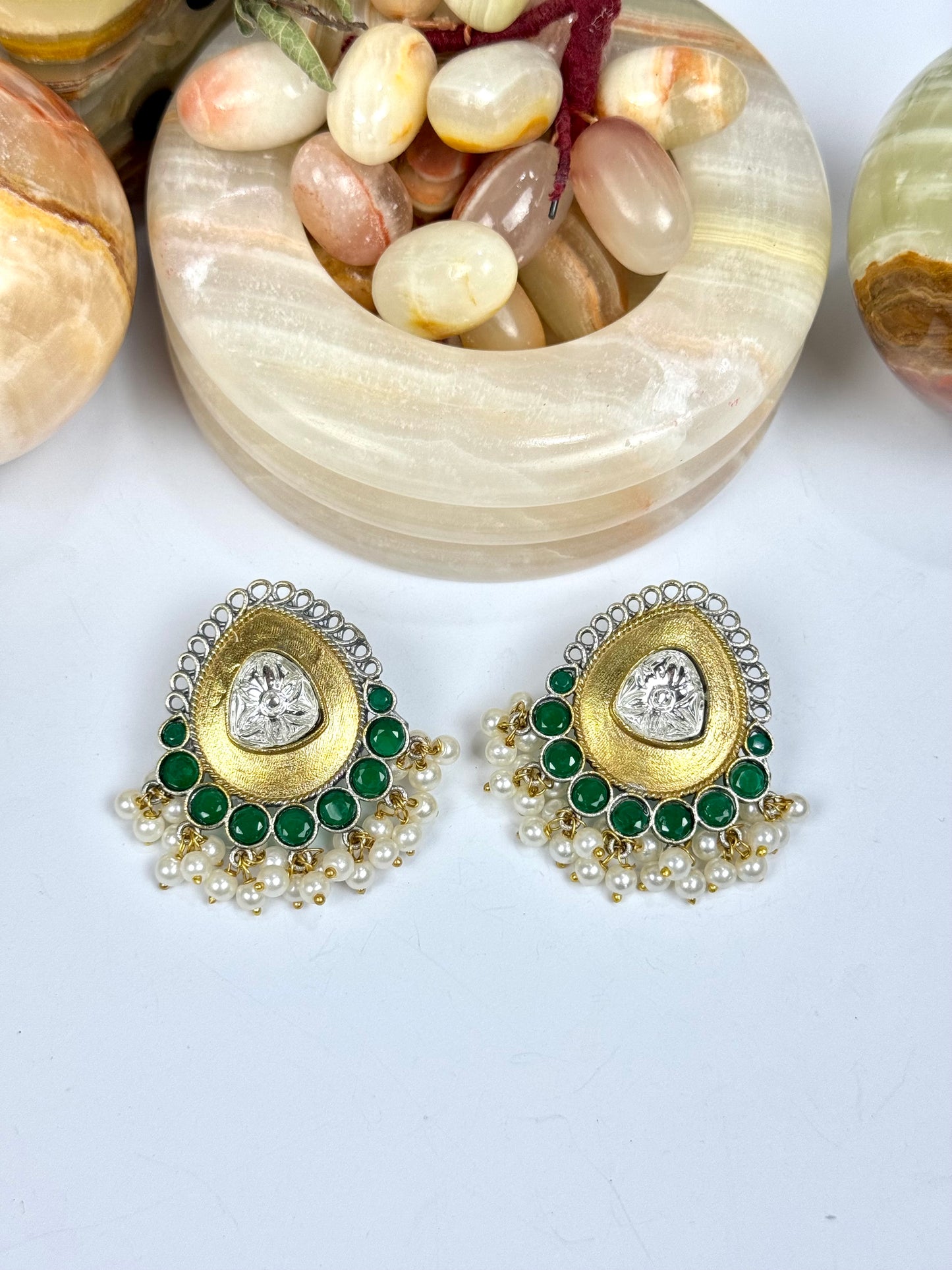 Premium Brass Made Oxidised Dual tone Studs