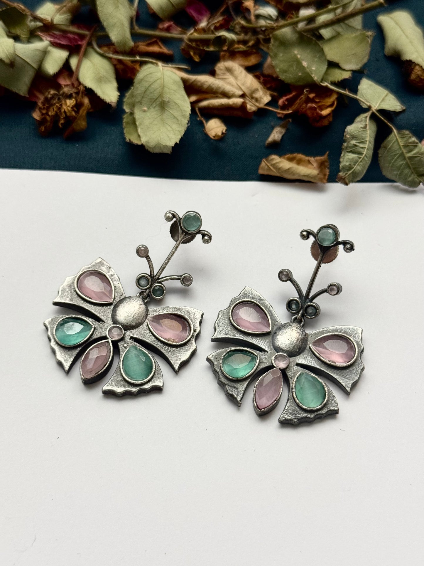 Premium Oxidised Brass Made Butterfly Earrings