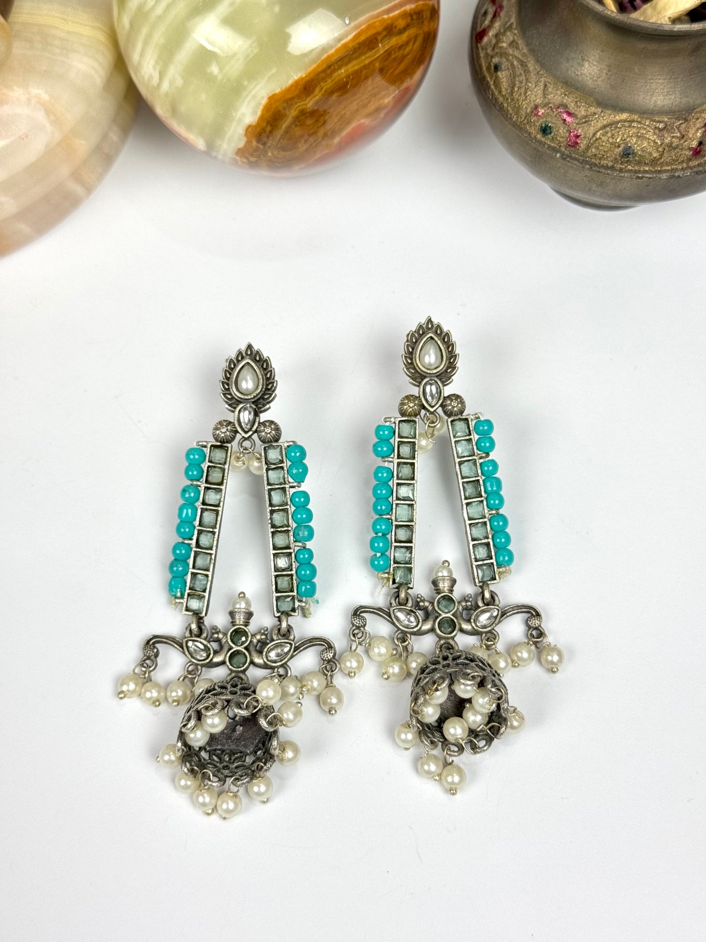 Premium Brass Made Oxidised Jhumka