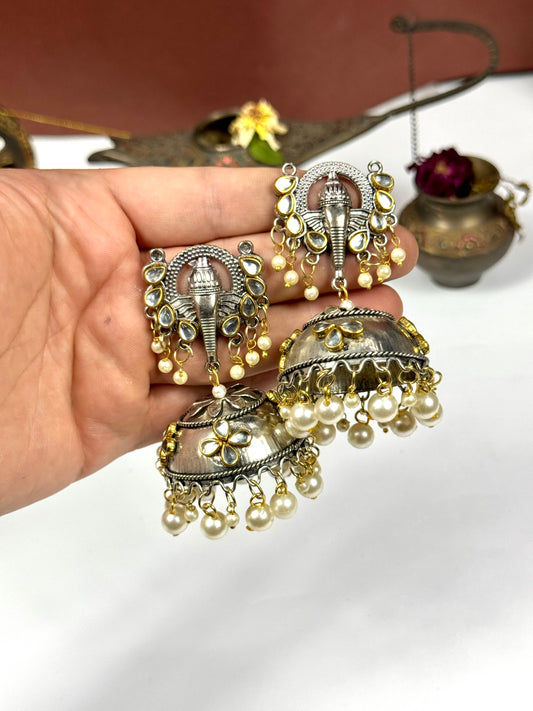 Oxidised Gul-e-Rana Jhumka