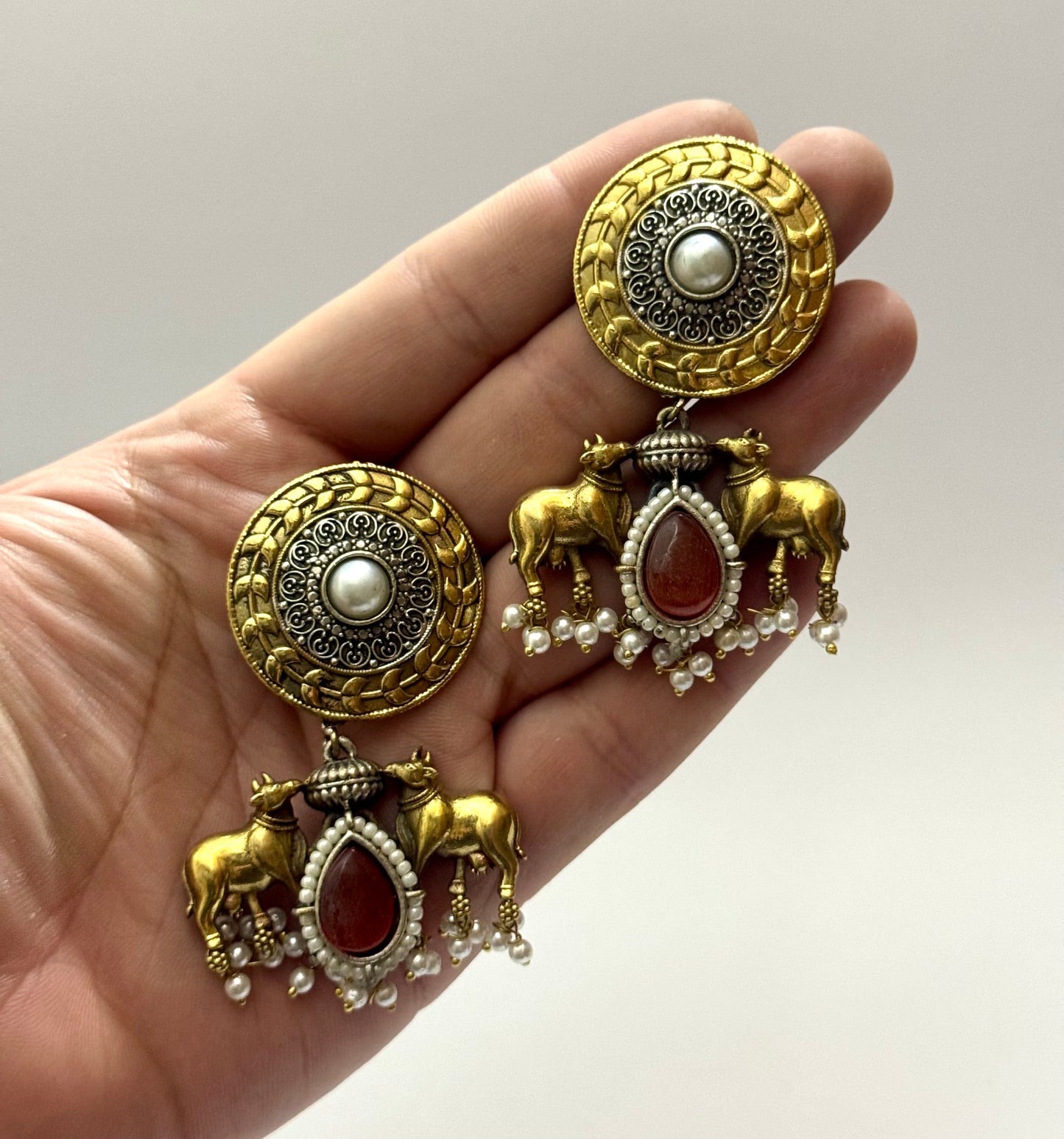 Premium Brass made Dual tone oxidised Earrings