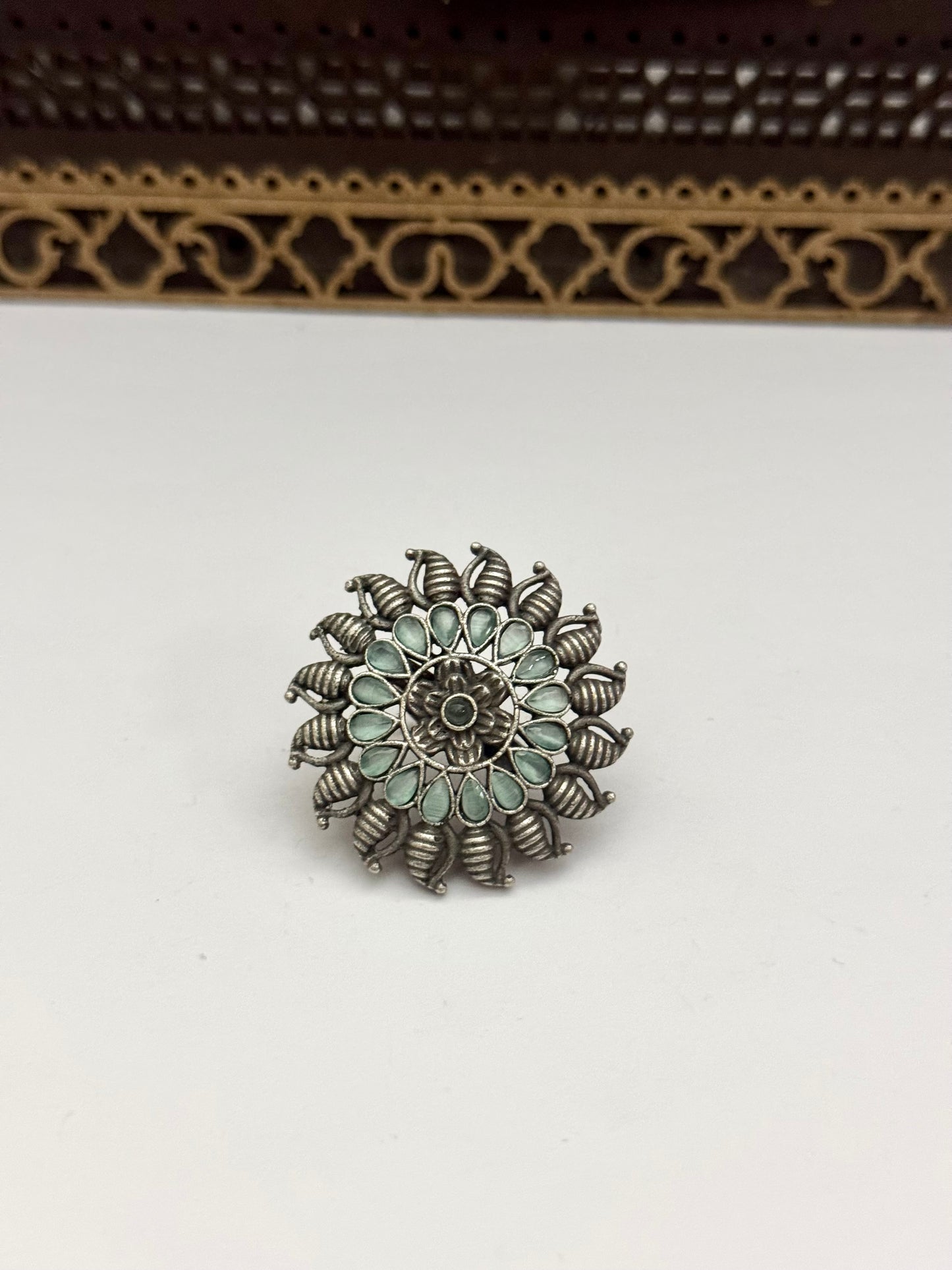 Premium Brass made oxidised Adjustable Ring