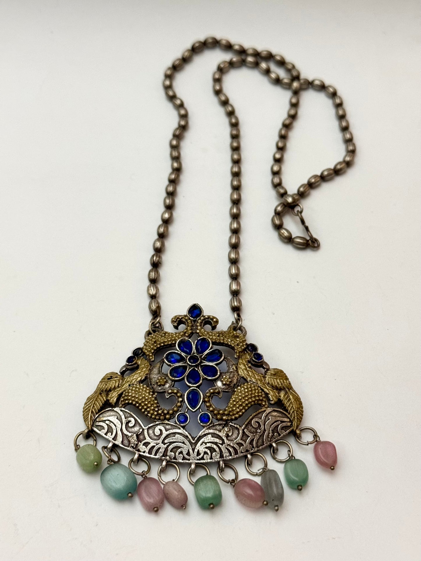 Premium oxidised Husn Pendant mala brass made
