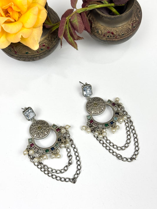 Premium Oxidised Brass Made Earrings