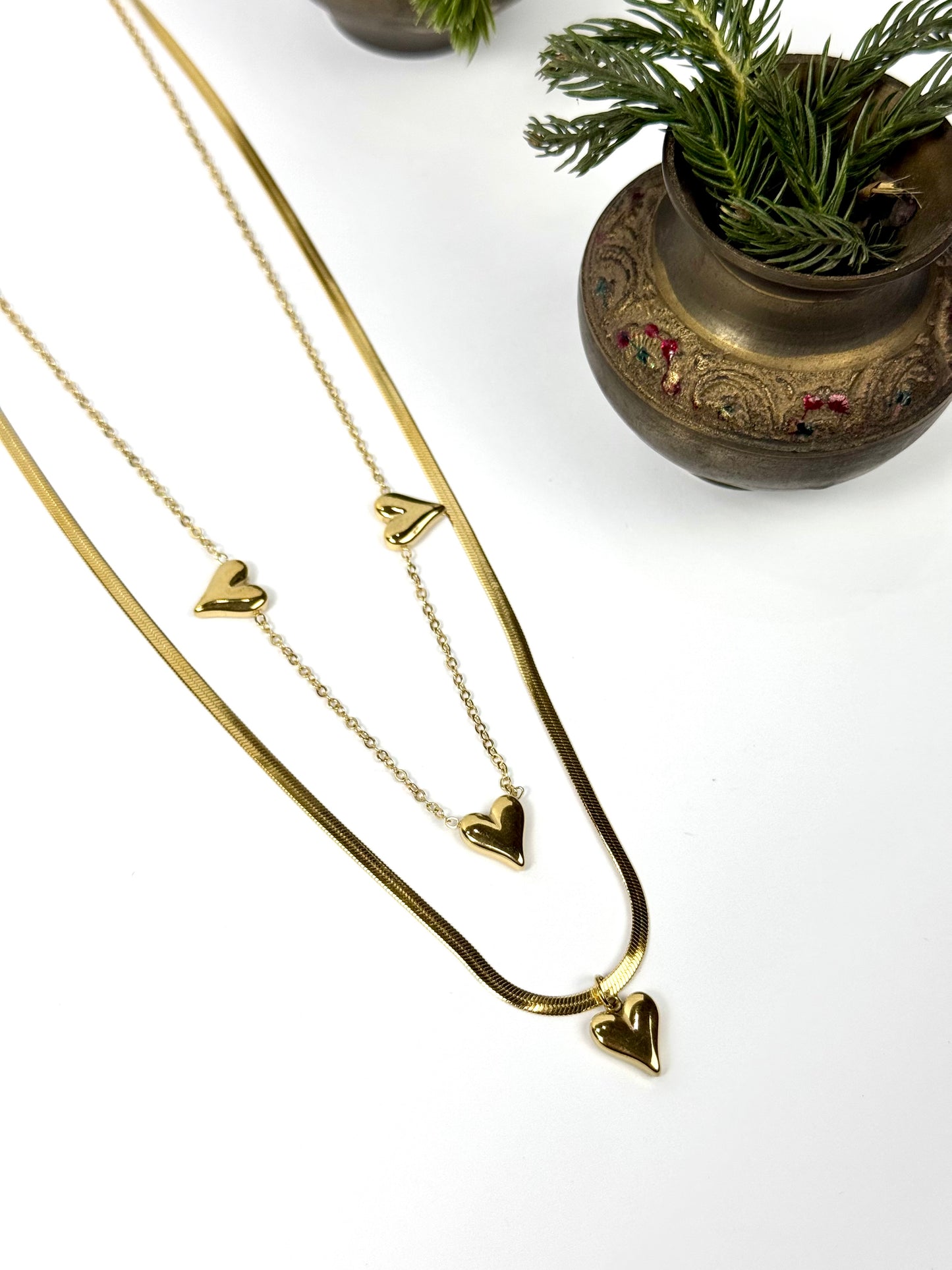 Stainless steel double chain pendant