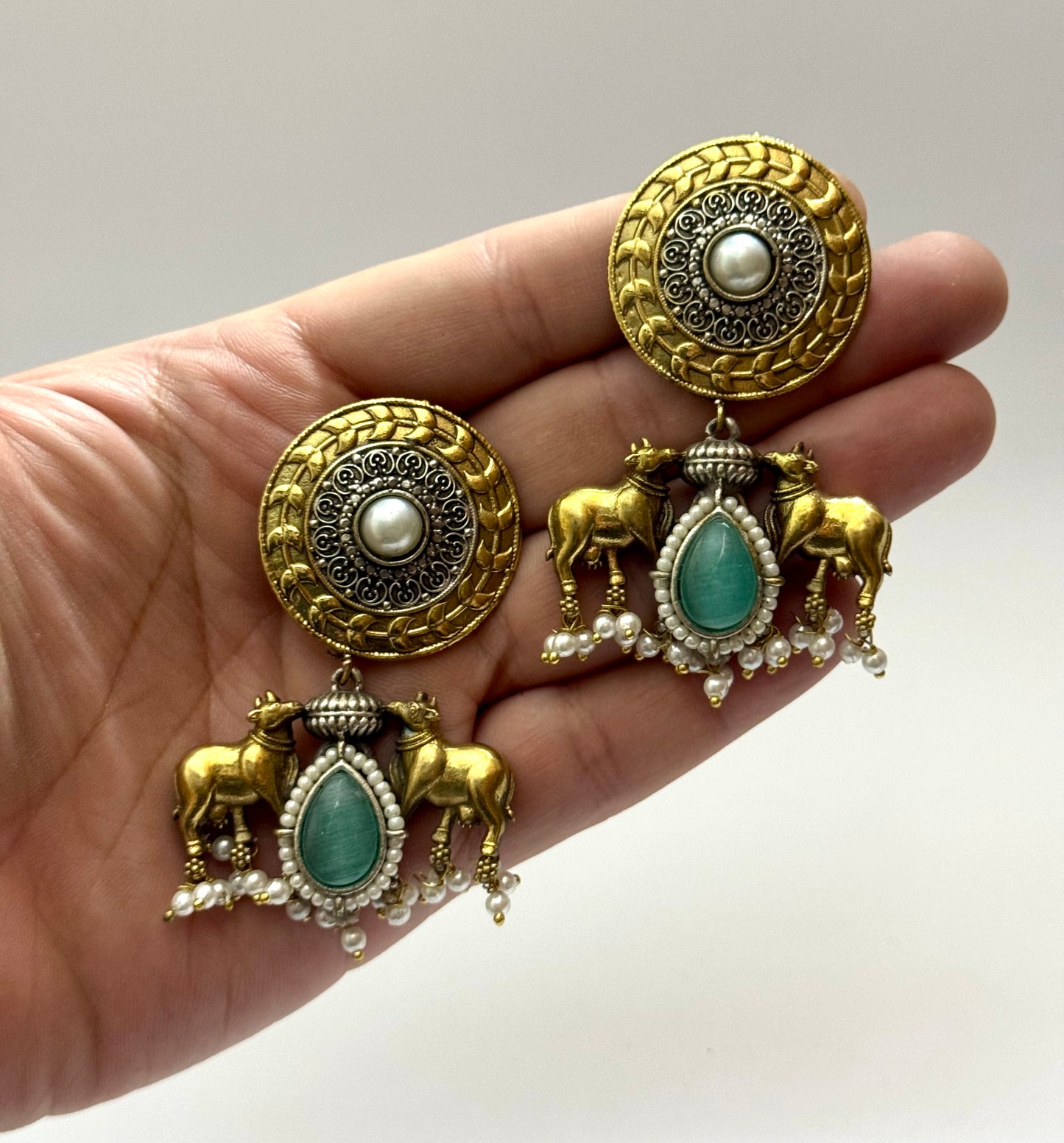 Premium Brass made Dual tone oxidised Earrings