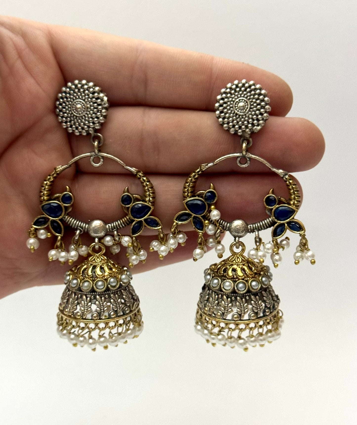 Premium Brass made Dual Tone oxidised jhumka
